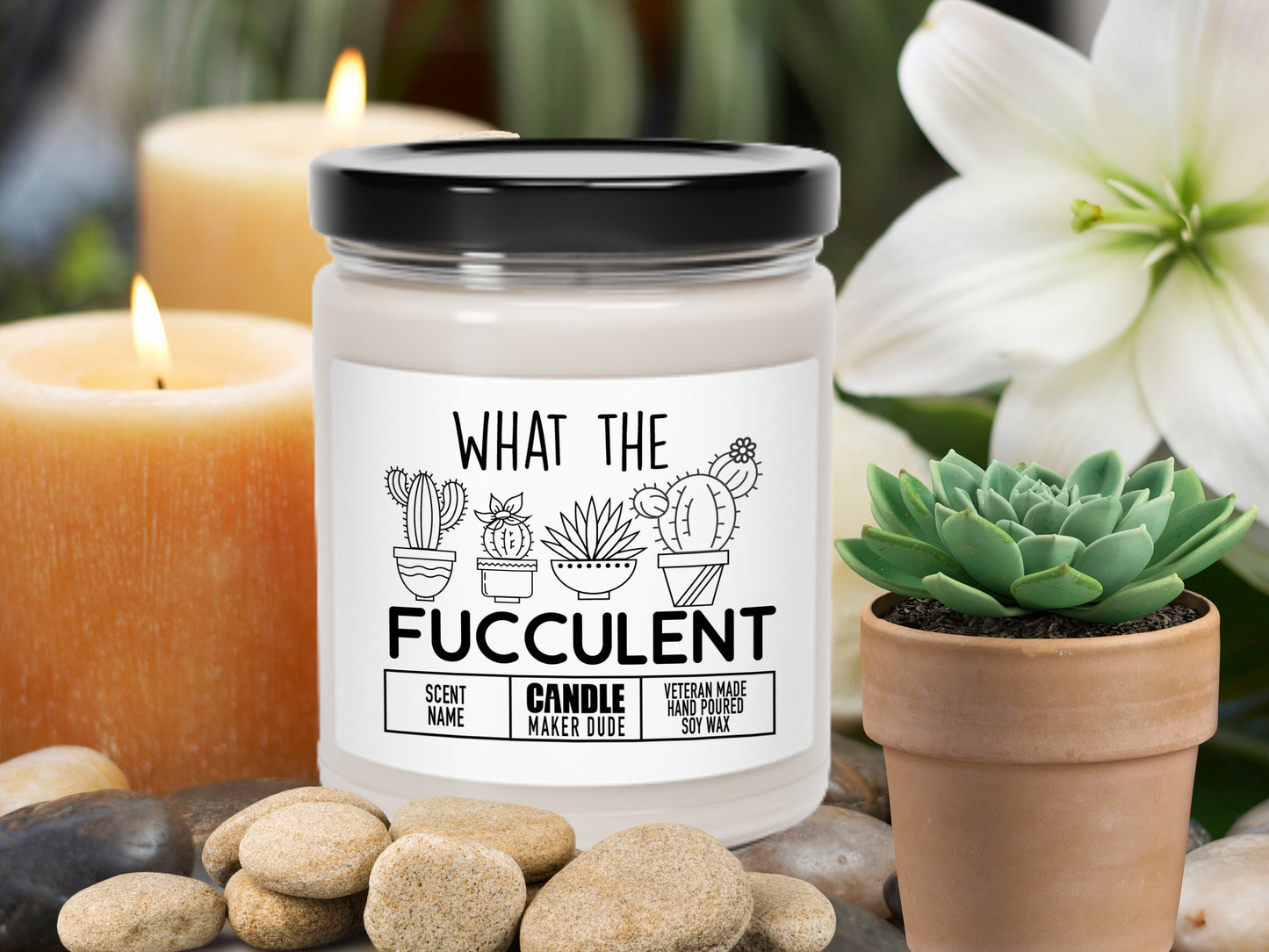 What The Fucculent Candle, Funny Plant Lover Gift, Plant Lady, Gifts For Her, Housewarming Home Decor Gift
