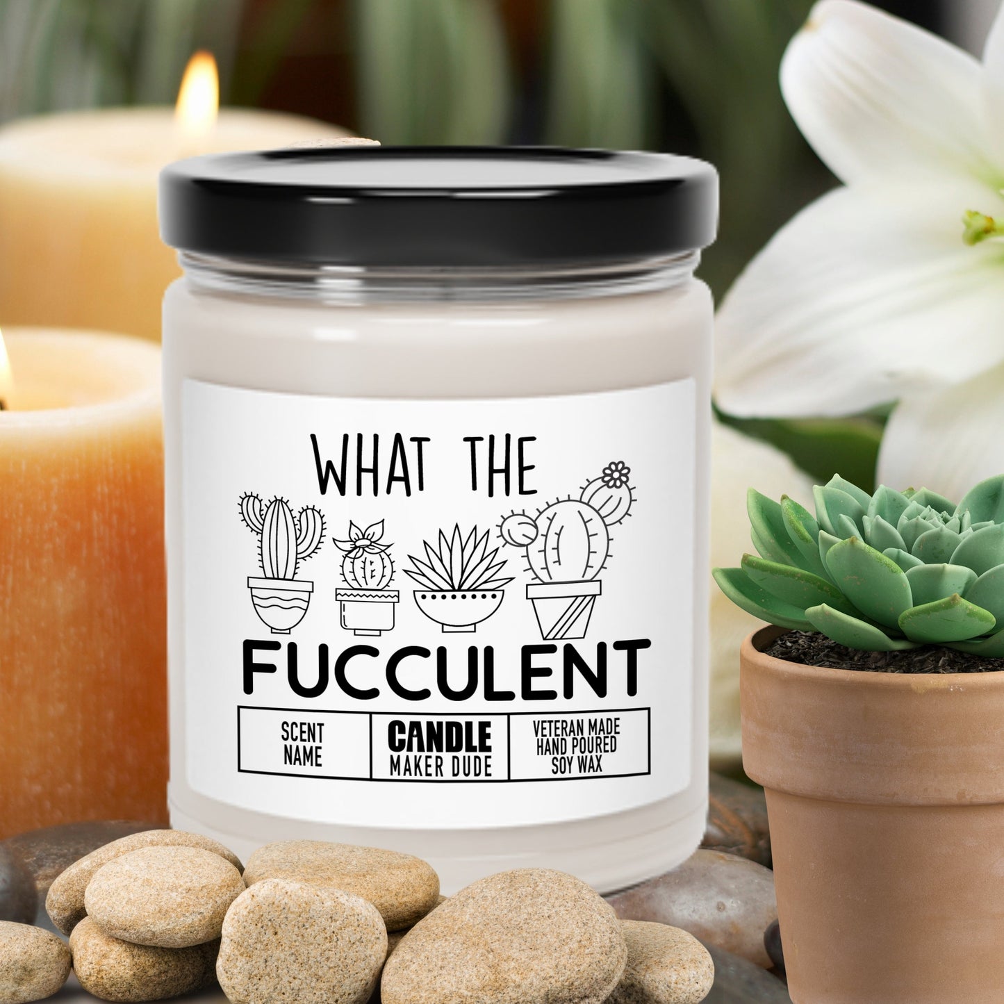 What The Fucculent Candle, Funny Plant Lover Gift, Plant Lady, Gifts For Her, Housewarming Home Decor Gift