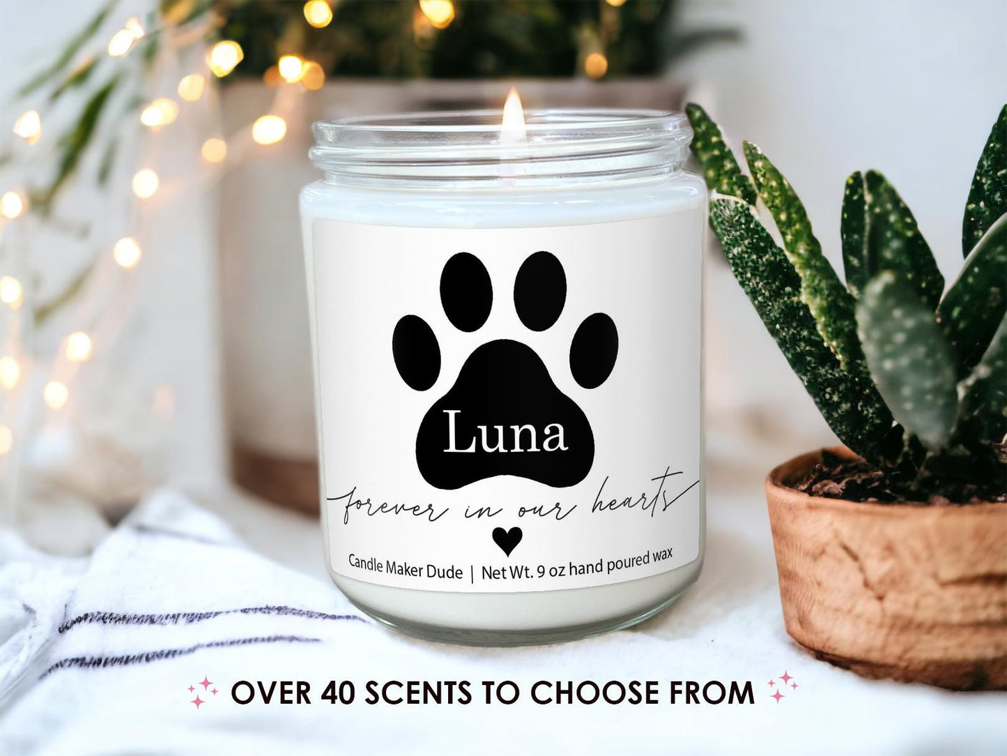 Dog Forever in our Hearts Soy Candle, Custom Pet Memorial Gift, Loss of Pet Gift, Loss of Dog Gift, Pet Passing Sympathy Gift