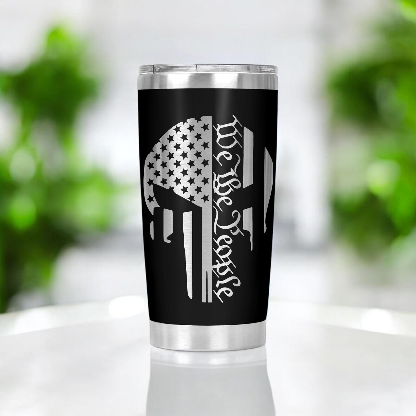 American Flag Punisher Skull Tumbler, Birthday Gift, Veteran Gift, Funny Cup Gift, Valentine's Day Gift, Anniversary Gift 20 Oz Tumbler