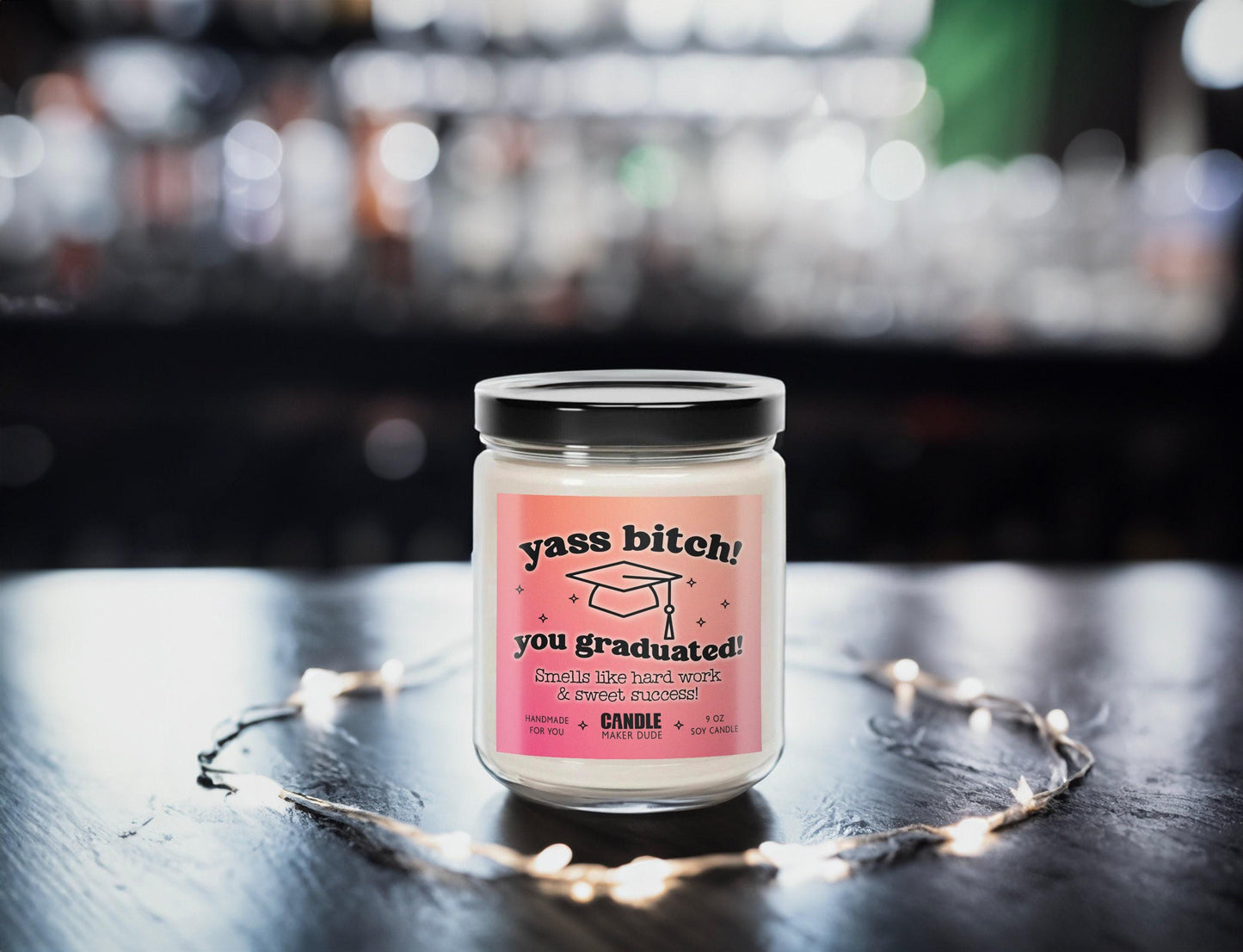 Yes Bitch Graduated Soy Candle, Funny Personalized Graduation Gift, Grad Gift, Pink