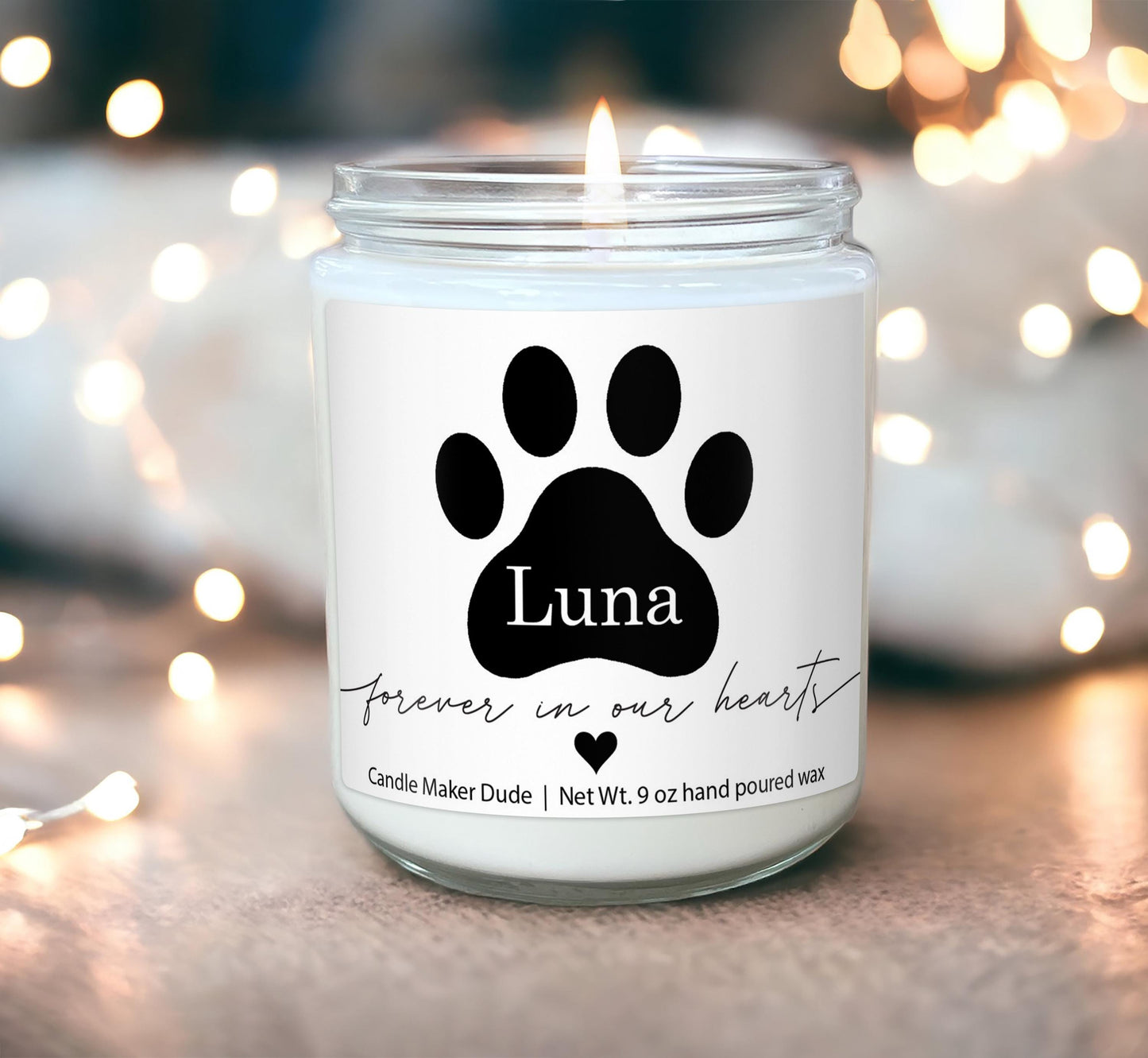 Dog Forever in our Hearts Soy Candle, Custom Pet Memorial Gift, Loss of Pet Gift, Loss of Dog Gift, Pet Passing Sympathy Gift