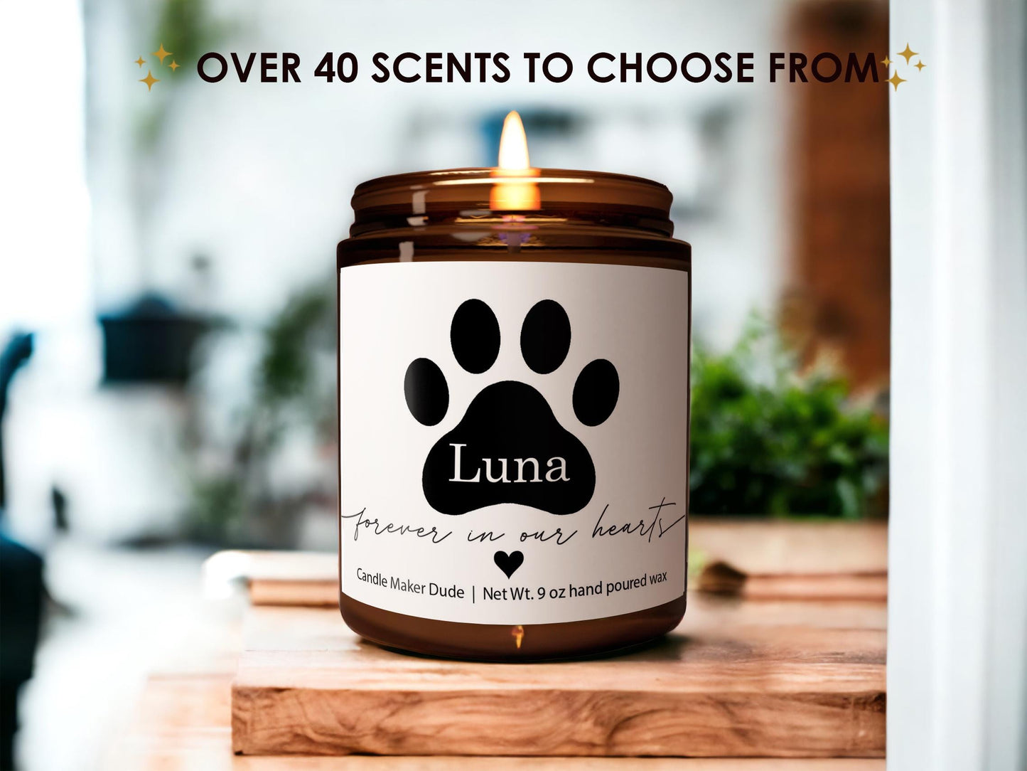 Dog Forever in our Hearts Soy Candle, Custom Pet Memorial Gift, Loss of Pet Gift, Loss of Dog Gift, Pet Passing Sympathy Gift