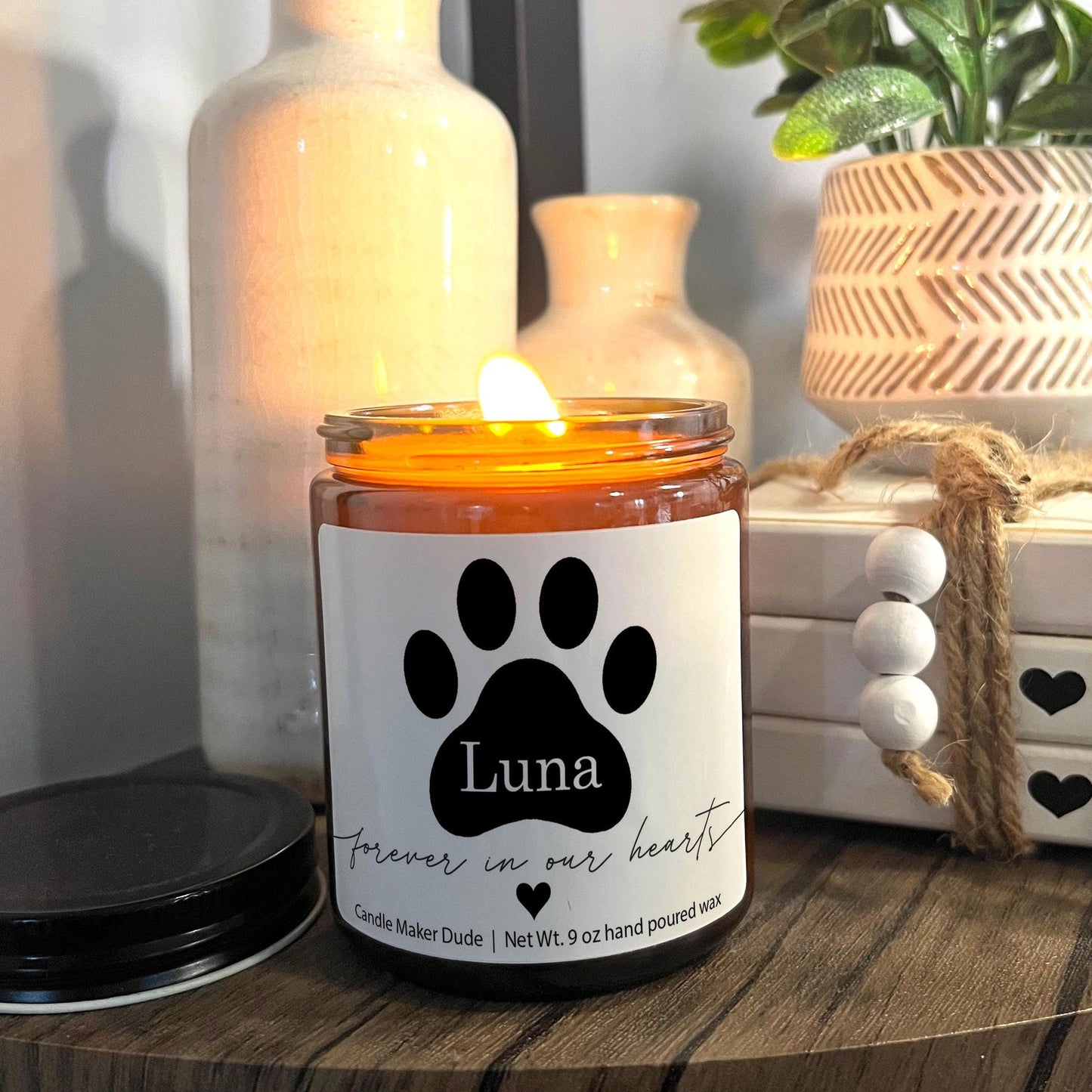 Dog Forever in our Hearts Soy Candle, Custom Pet Memorial Gift, Loss of Pet Gift, Loss of Dog Gift, Pet Passing Sympathy Gift