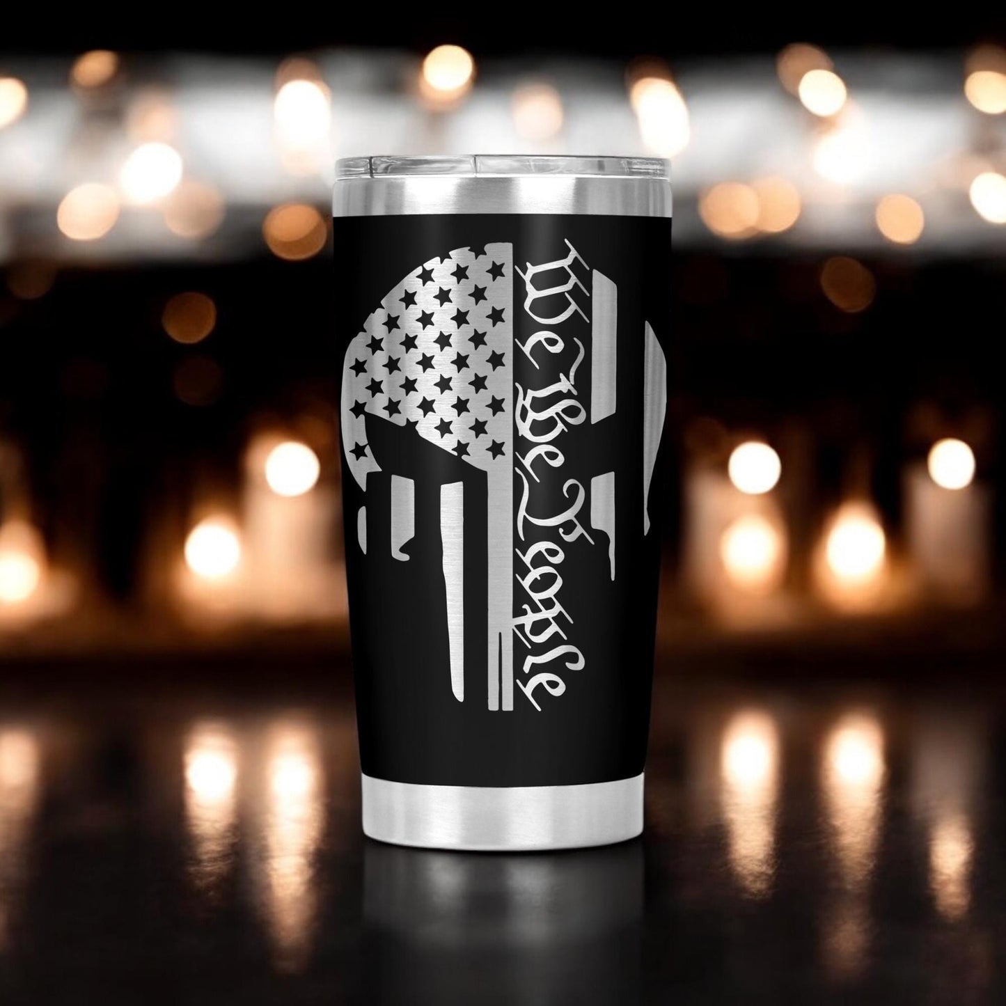 American Flag Punisher Skull Tumbler, Birthday Gift, Veteran Gift, Funny Cup Gift, Valentine's Day Gift, Anniversary Gift 20 Oz Tumbler