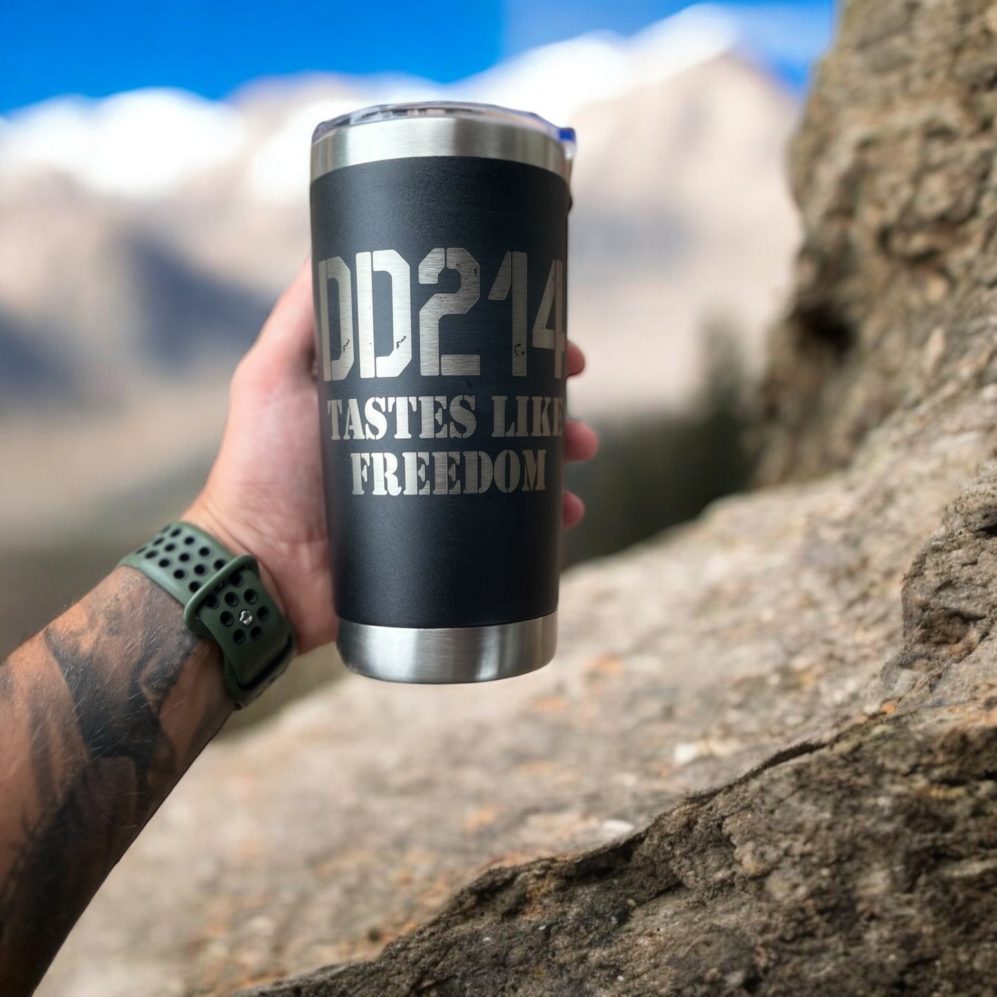 Personalized DD214 Tastes Like Freedom Tumbler, Military Veteran Cup Gift, 20 Oz