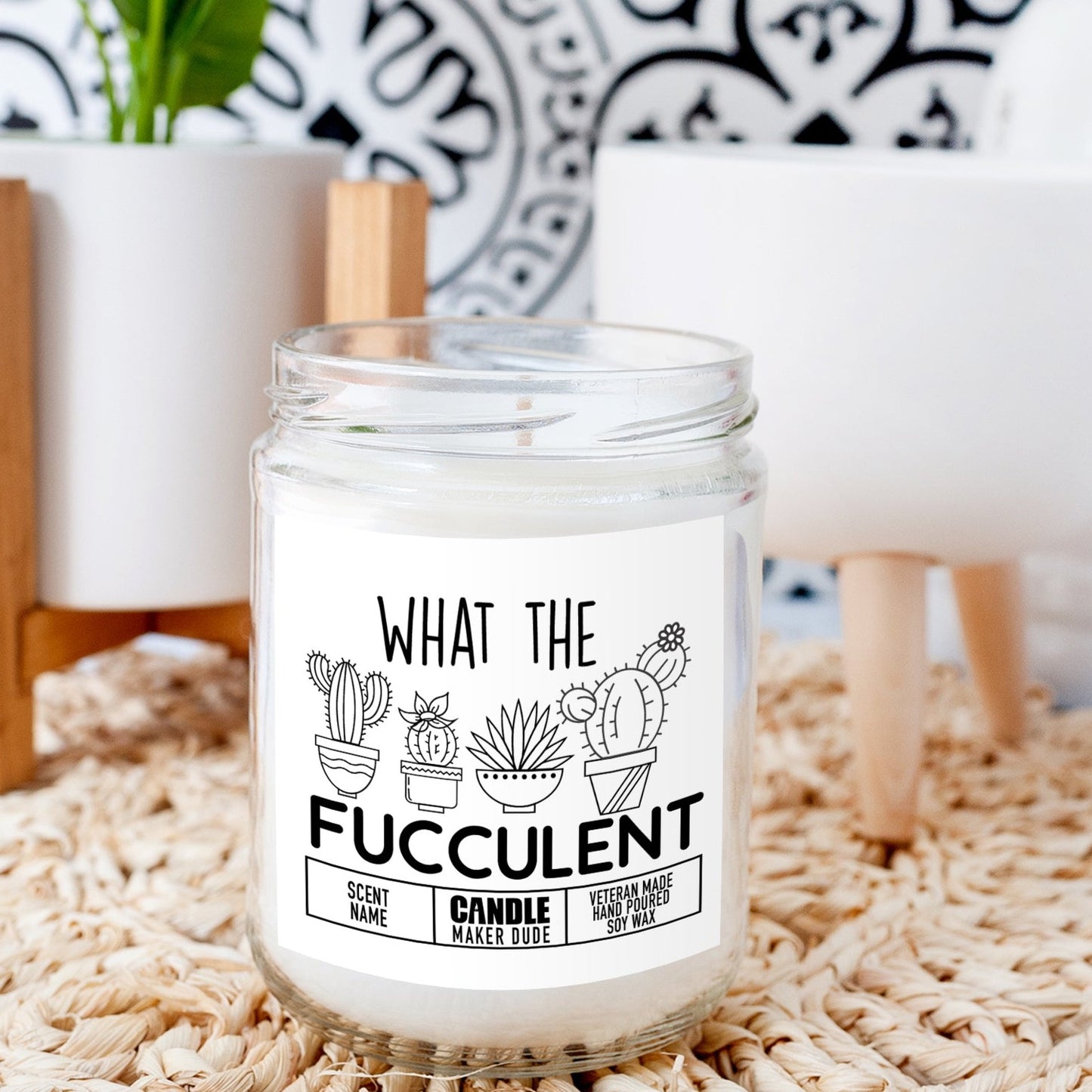 What The Fucculent Candle, Funny Plant Lover Gift, Plant Lady, Gifts For Her, Housewarming Home Decor Gift
