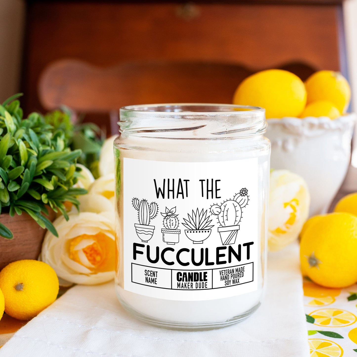 What The Fucculent Candle, Funny Plant Lover Gift, Plant Lady, Gifts For Her, Housewarming Home Decor Gift
