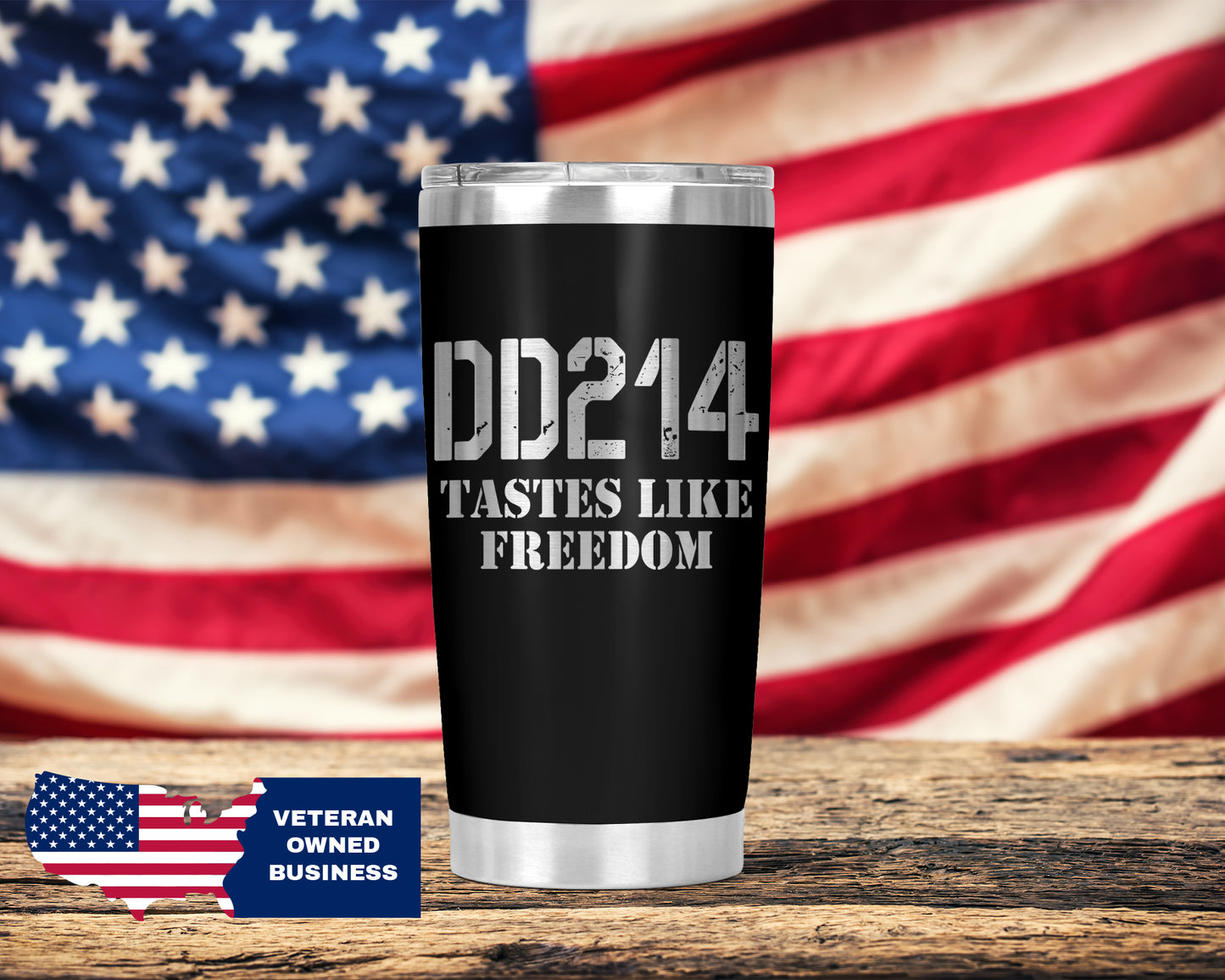 Personalized DD214 Tastes Like Freedom Tumbler, Military Veteran Cup Gift, 20 Oz