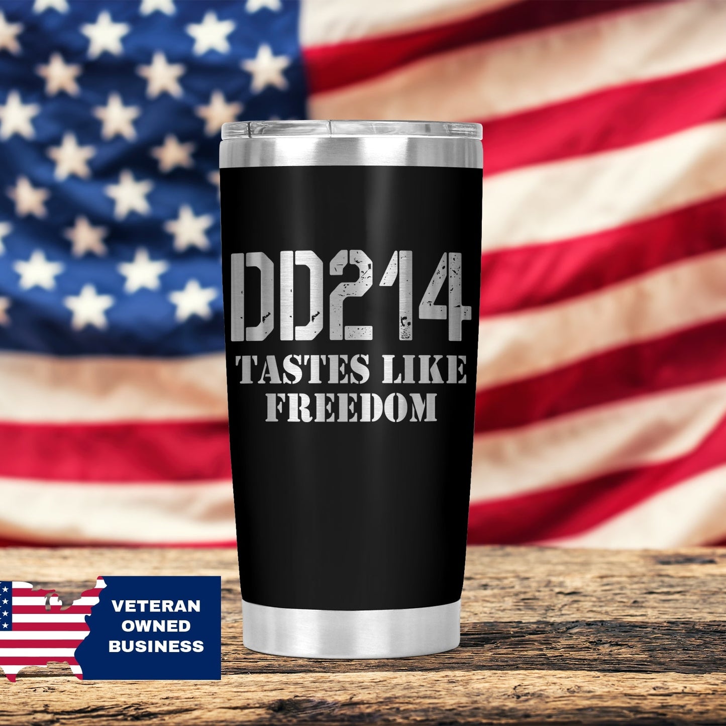Personalized DD214 Tastes Like Freedom Tumbler, Military Veteran Cup Gift, 20 Oz
