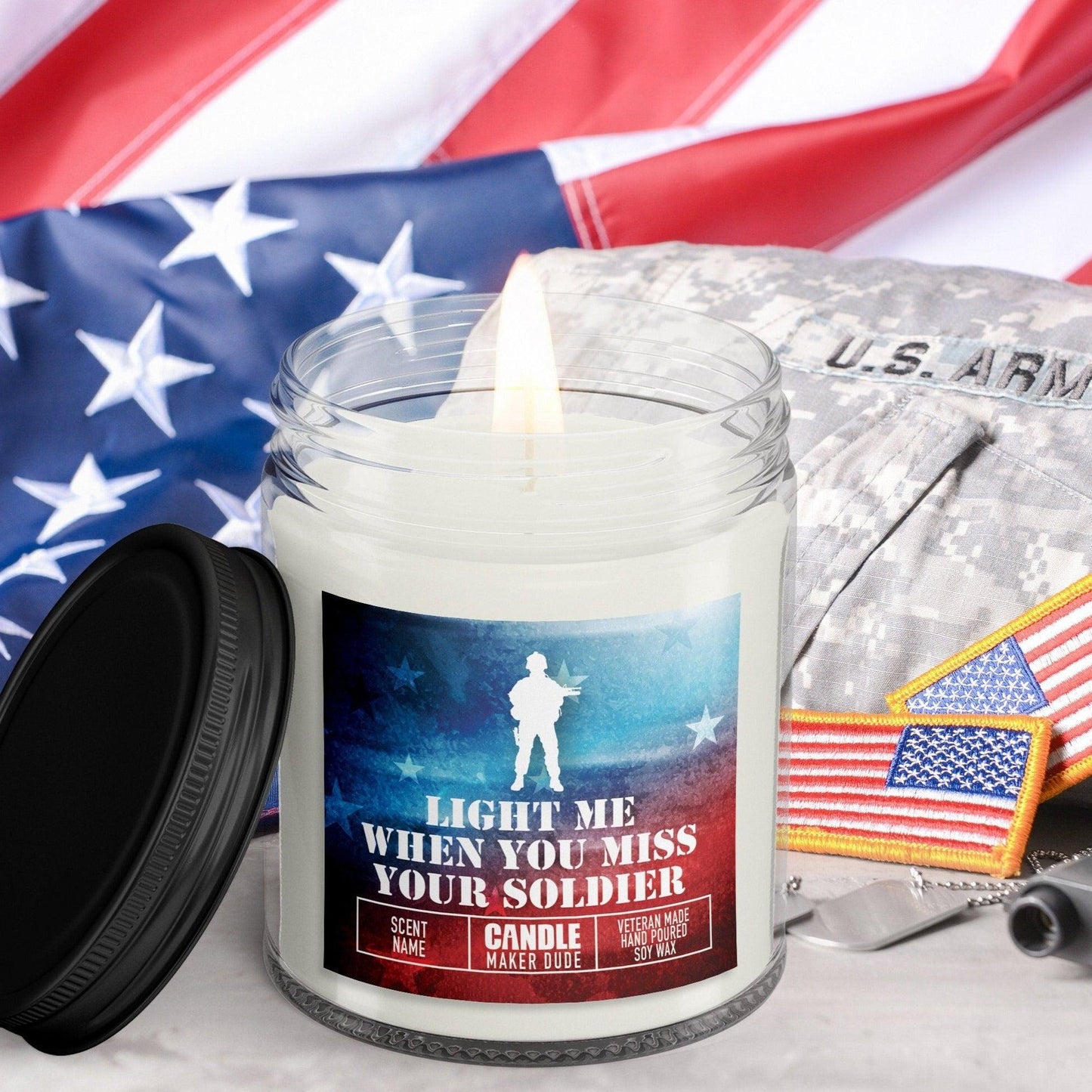 Army Mom Army Wife Candle Gift, Military Veteran Appreciation Gifts, Light Candle When You Miss Your Soldier, Scented Candle Gift