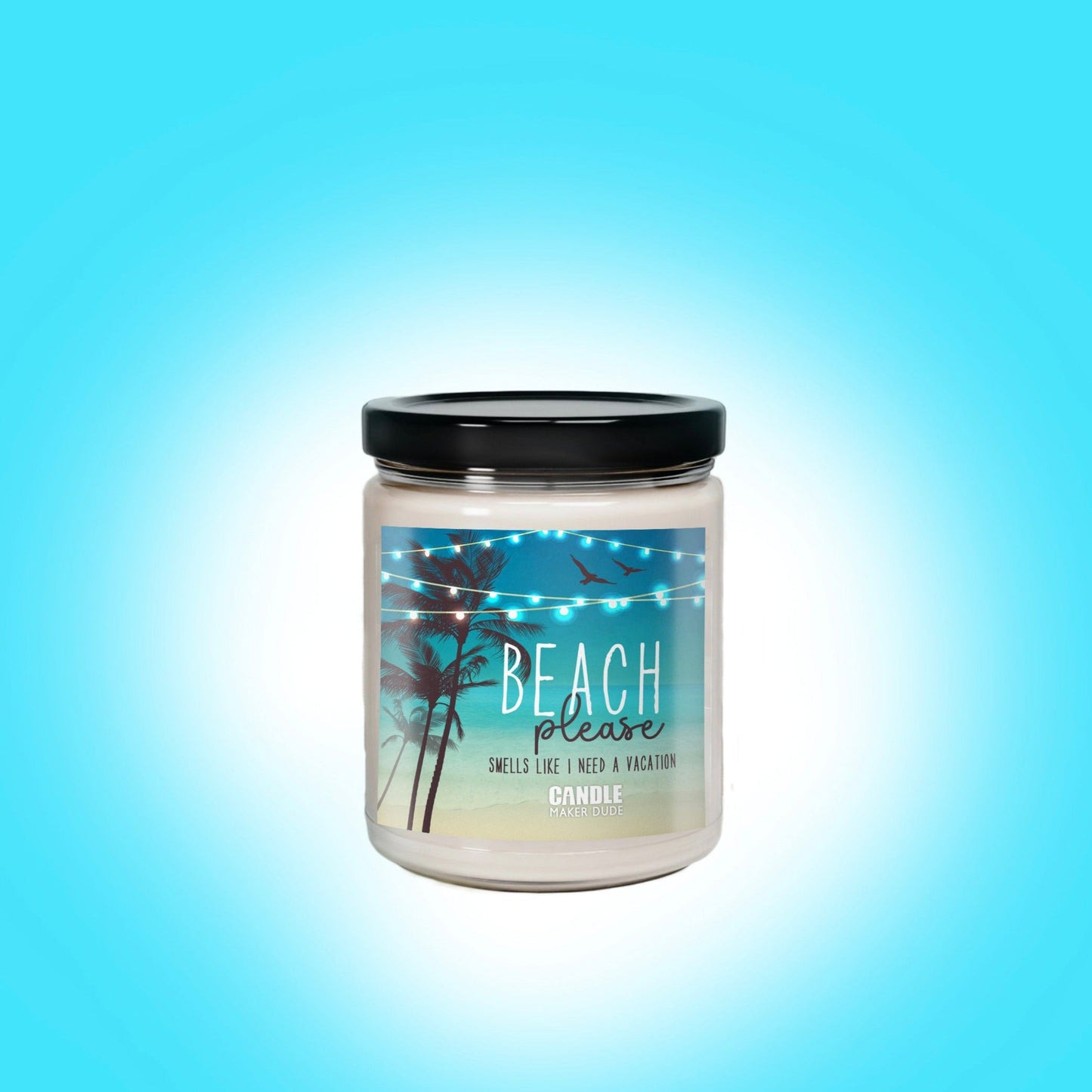 Beach Please Smells Like I Need A Vacation Candle, Funny Gift Ideas Candles, Palm Tree Tropical Beach House Decor