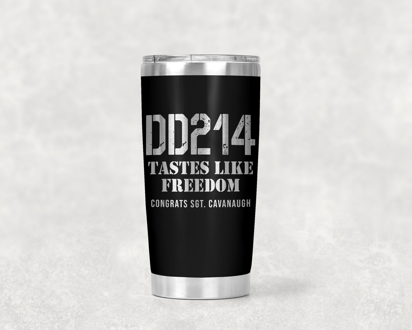 Personalized DD214 Tastes Like Freedom Tumbler, Military Veteran Cup Gift, 20 Oz