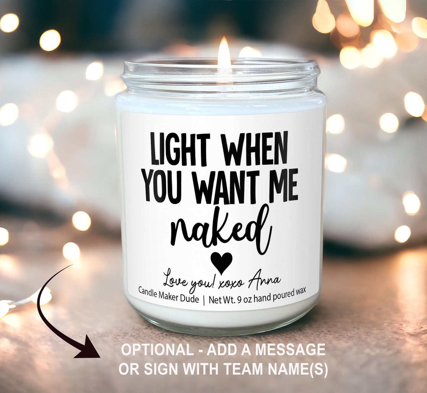 Light me when you want me naked candle, Anniversary gift, Sexy Gift for Him, Valentines gifts for him, Naughty Christmas Gift