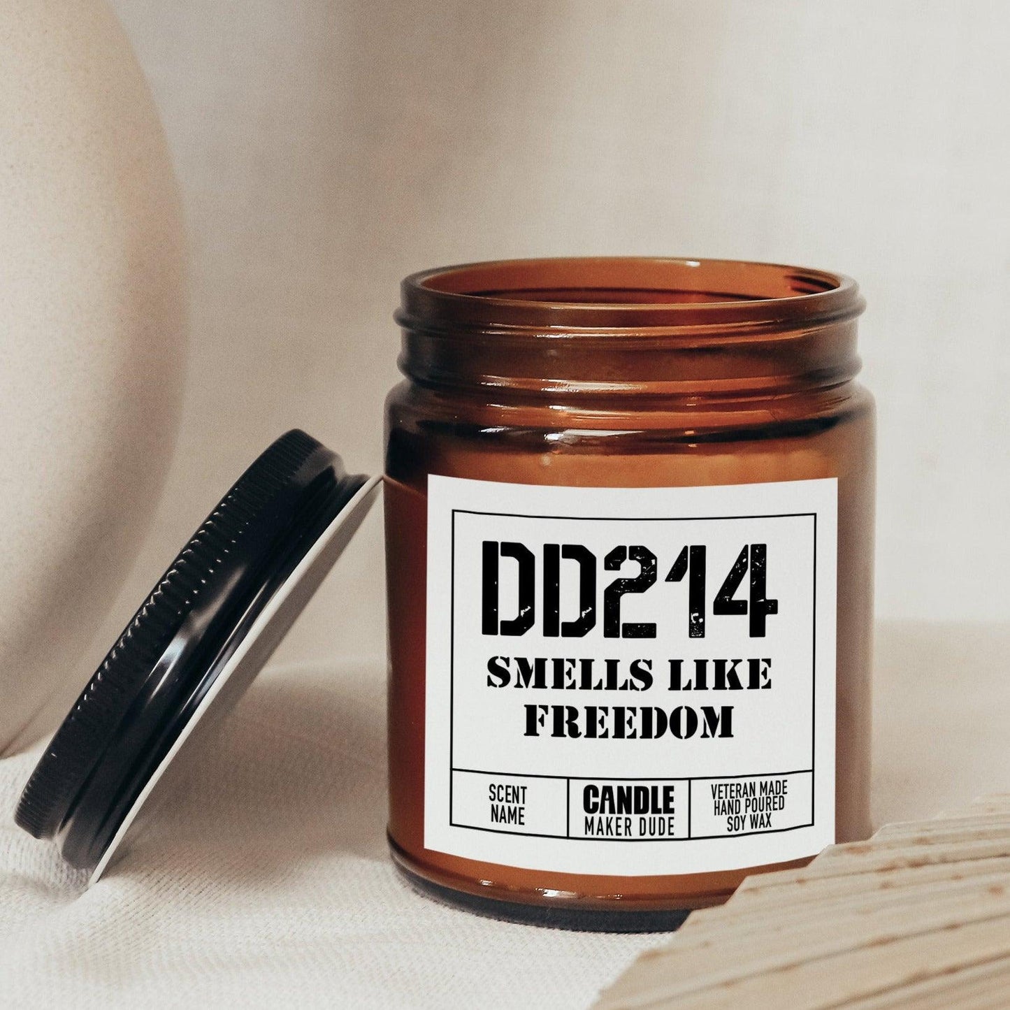 DD214 Smells Like Freedom Candle, Military Retirement Gift For Marines, Army, Air Force, Navy, National Guard