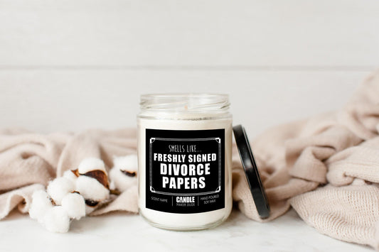 Funny Divorce Candle Gift, Smells Like Freshly Signed Divorce Papers, Scented Personalized Candles
