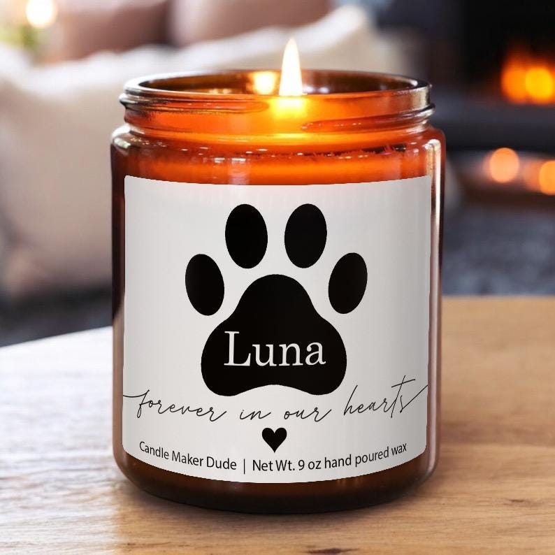 Dog Forever in our Hearts Soy Candle, Custom Pet Memorial Gift, Loss of Pet Gift, Loss of Dog Gift, Pet Passing Sympathy Gift