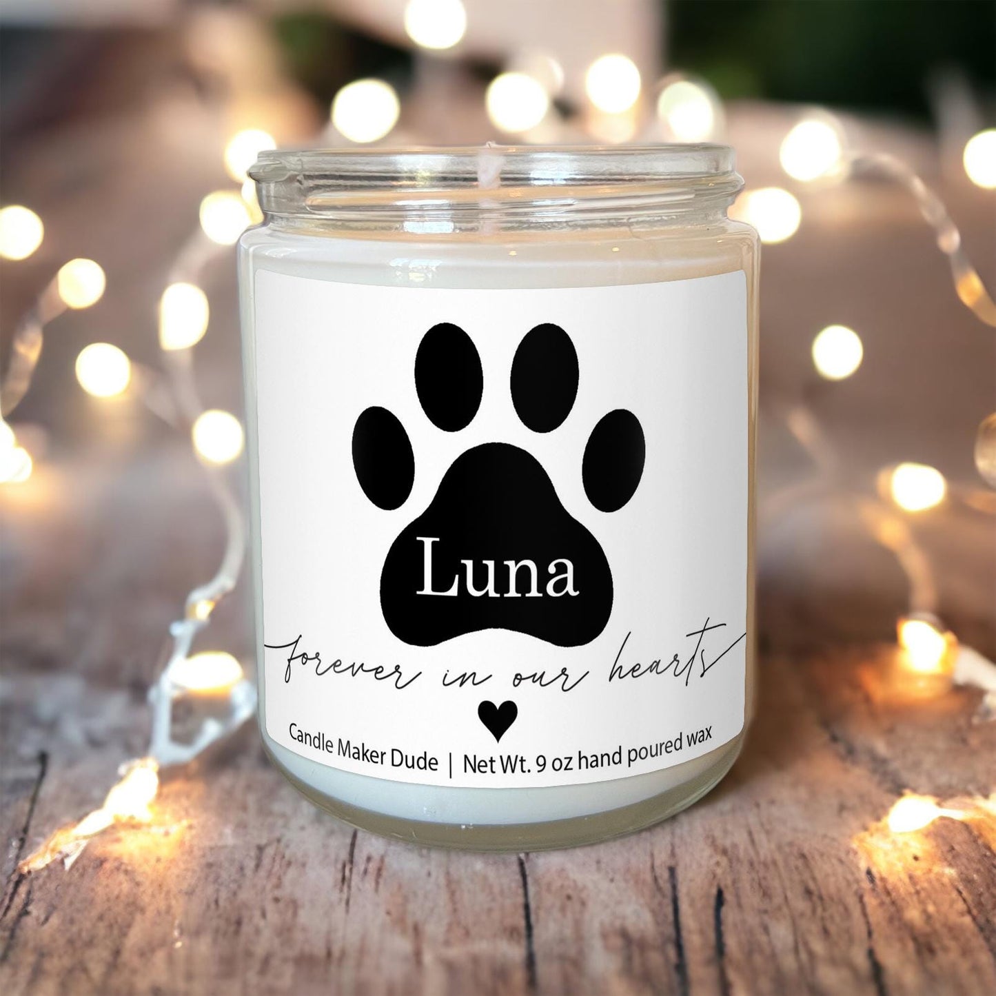 Dog Forever in our Hearts Soy Candle, Custom Pet Memorial Gift, Loss of Pet Gift, Loss of Dog Gift, Pet Passing Sympathy Gift