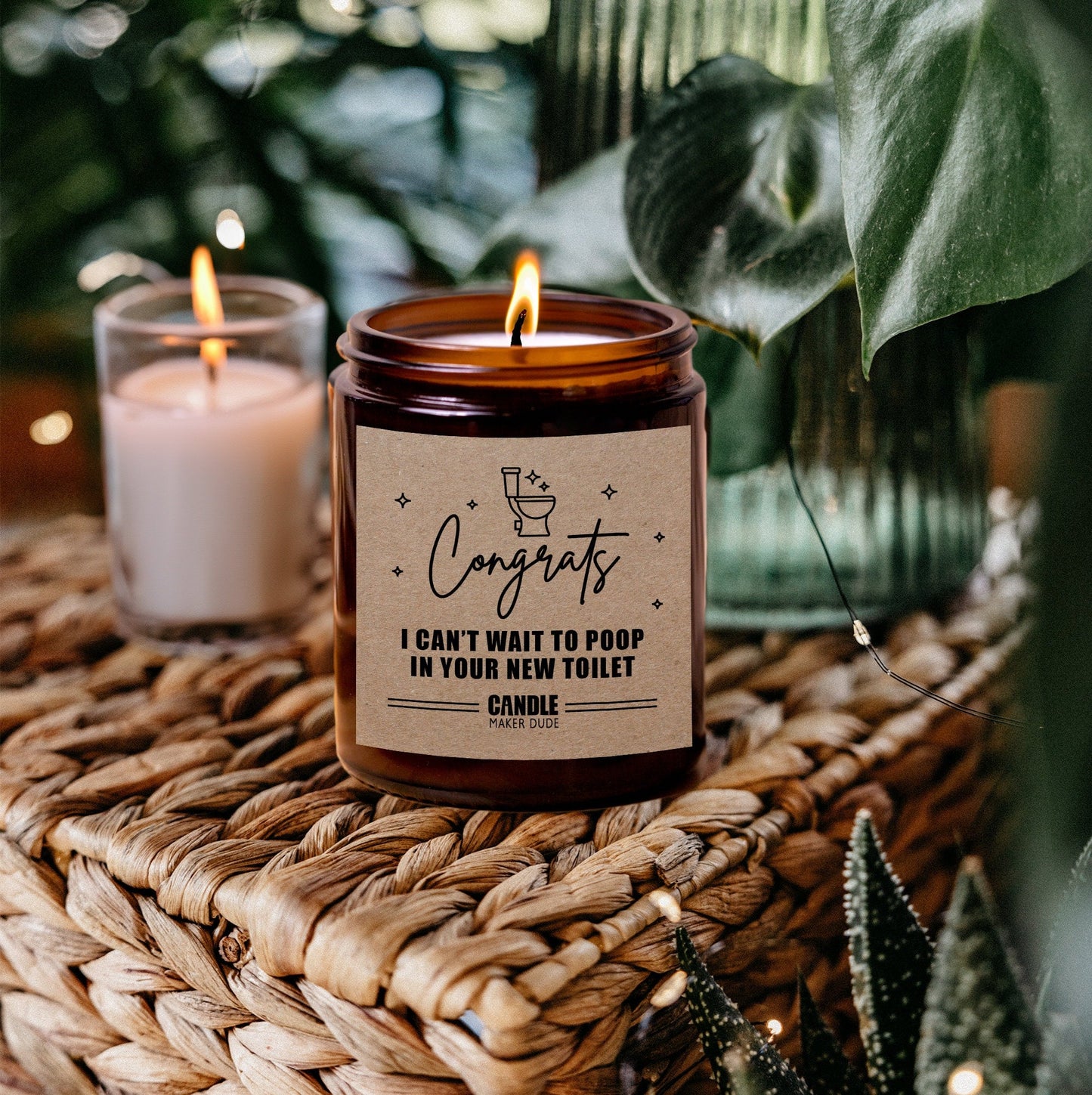 Funny Housewarming Gift, I Cant Wait To Poop In Your New Toilet, Funny Candle Gift For Friend, Home Decor, Scented Candle Amber Jar