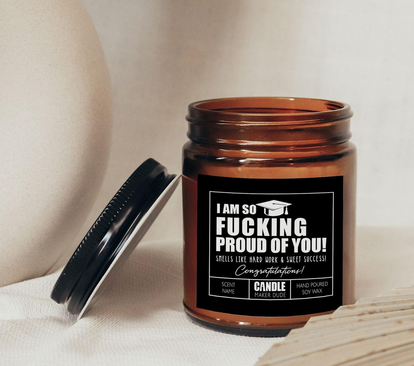 Graduation Candle Gift, So Proud Of You Gift, Funny Grad Gift for Her, Best Friend Gift, High School Graduation, College, Amber Candle Jar