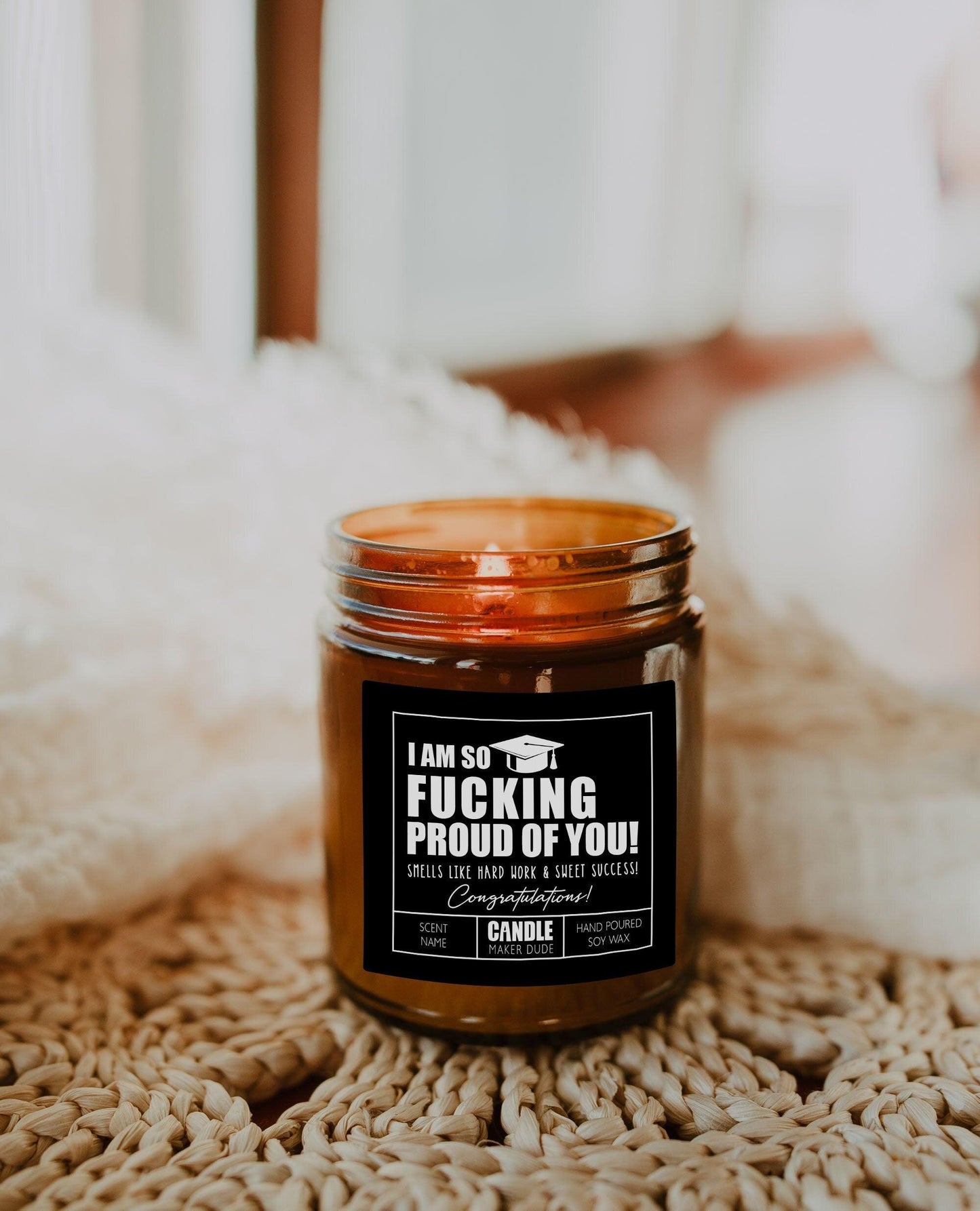 Graduation Candle Gift, So Proud Of You Gift, Funny Grad Gift for Her, Best Friend Gift, High School Graduation, College, Amber Candle Jar