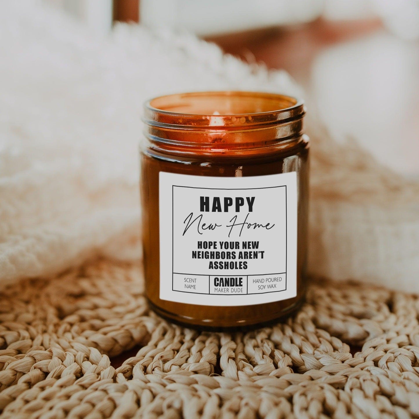 Housewarming Gift Candle, Hope You're Neighbors Aren't Assholes, Funny Candle Gift For Friend, Home Decor, Scented Candle Amber Jar