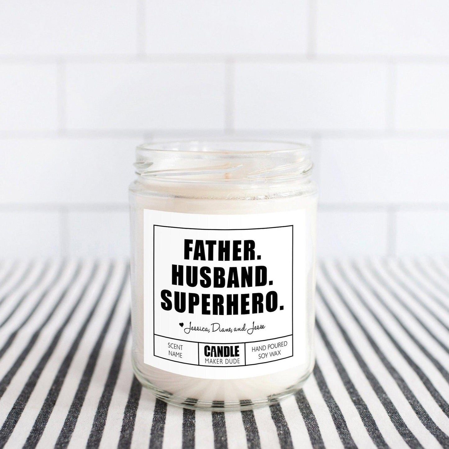 Personalized Father's Day Candle Gift, Husband, Superhero Funny Candle Gift Ideas