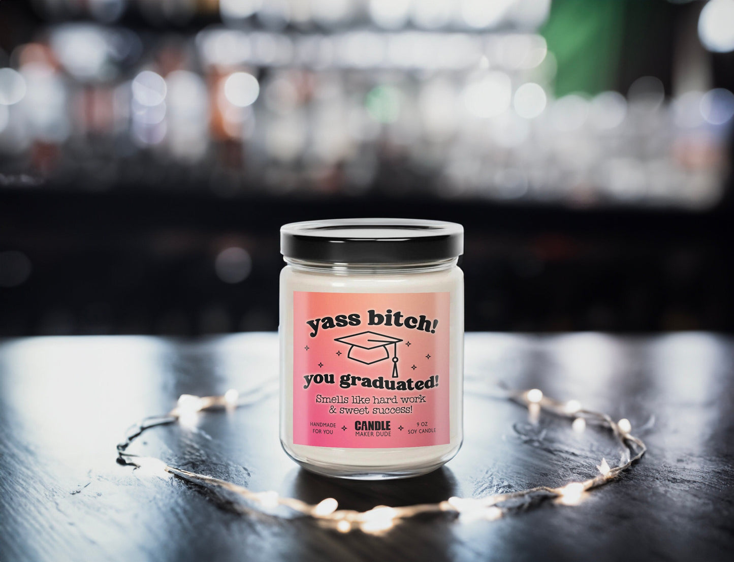 Yes Bitch Graduated Soy Candle, Funny Personalized Graduation Gift, Grad Gift, Pink