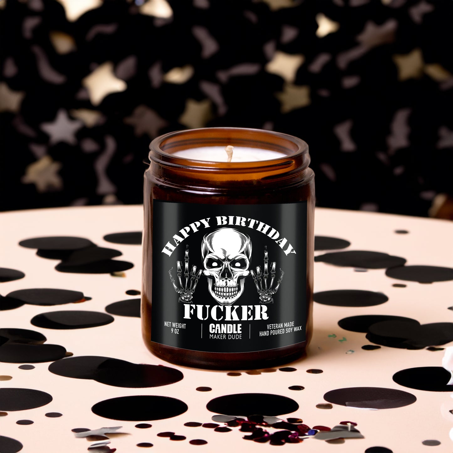 Happy Birthday Fucker Candle, Funny Men Gift Ideas, Skull Birthday Present For Friend, Boyfriend, Husband or Dad
