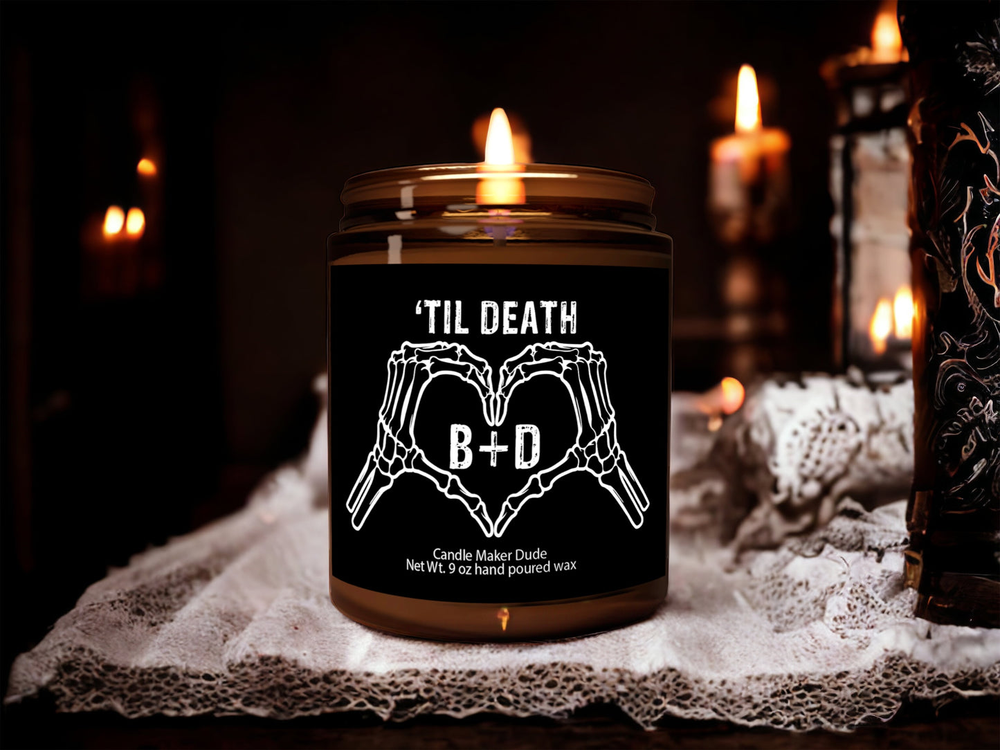 Til death personalized initials candle, I love you candle, Gifts for, gifts for him, relationship gifts, Valentines day, Halloween gifts