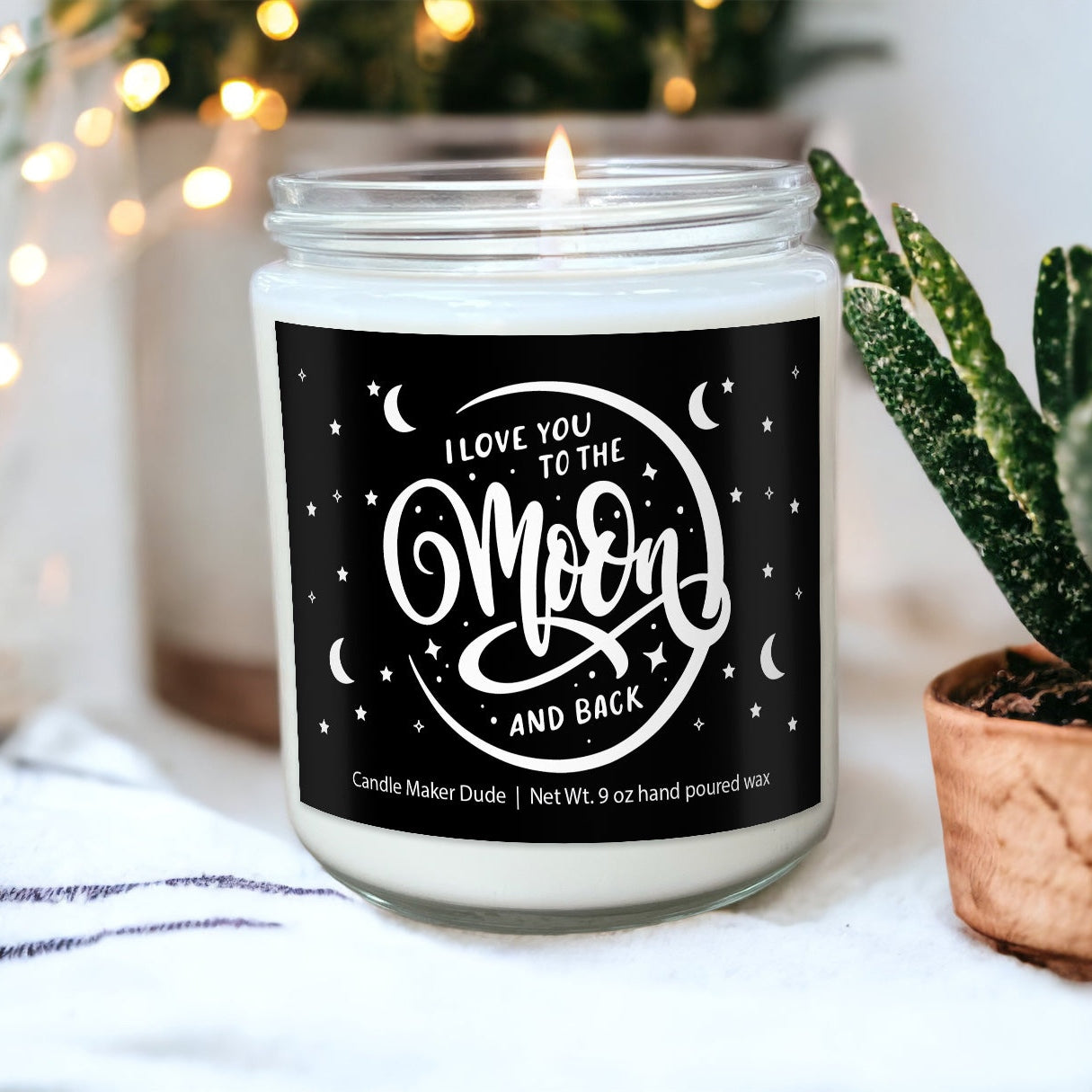 Love you to the moon and back candle gift, Gifts for her, Gifts for him, Best friend gift