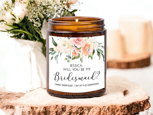 Personalized Will You Be My Bridesmaid Candle, Bridesmaid proposal gift, Maid of Honor Proposal Gift, Bridesmaid Gifts, wedding