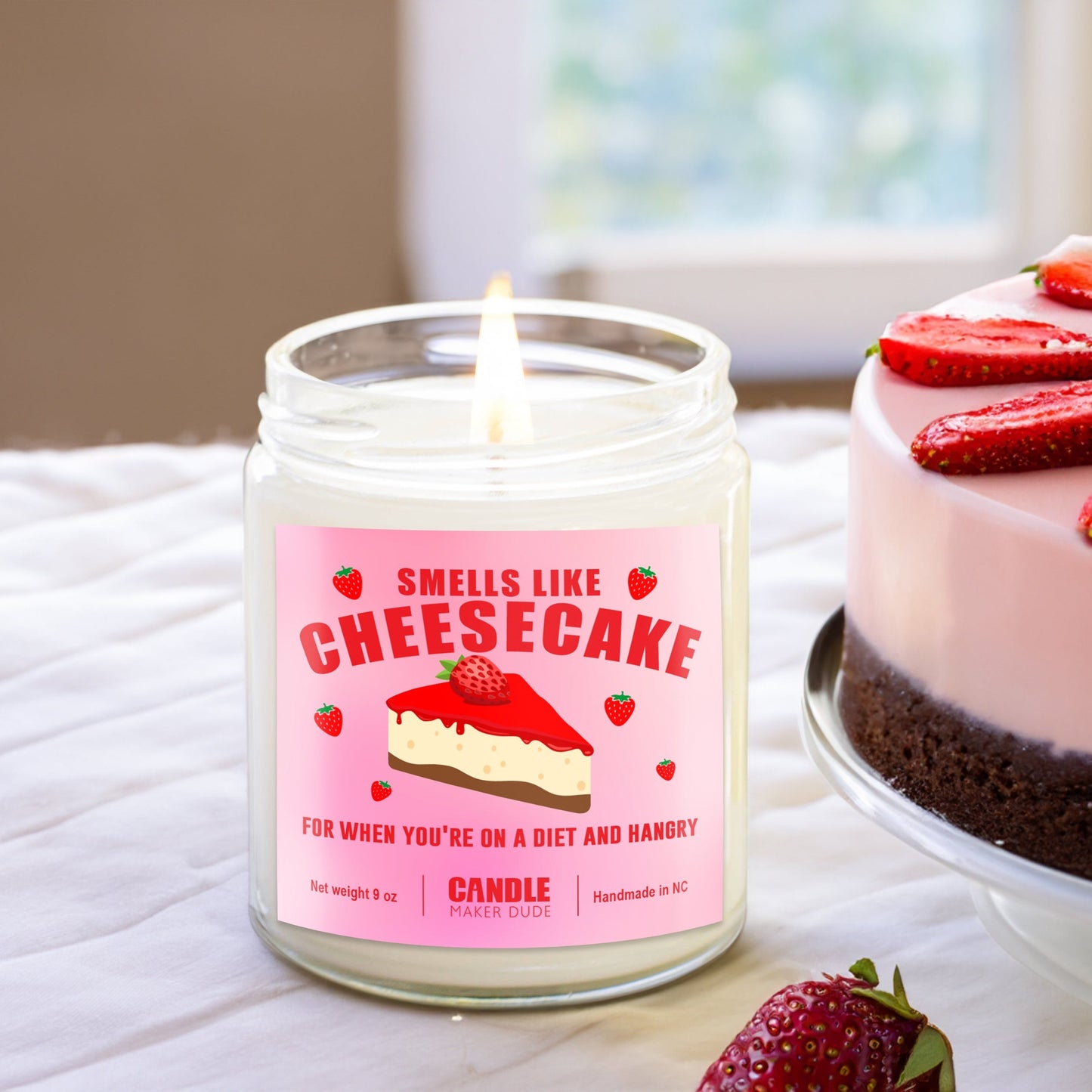 Strawberry Cheesecake Funny Scented Soy Candle For When You're Hangry, Gift For Her, Best Friends Gift