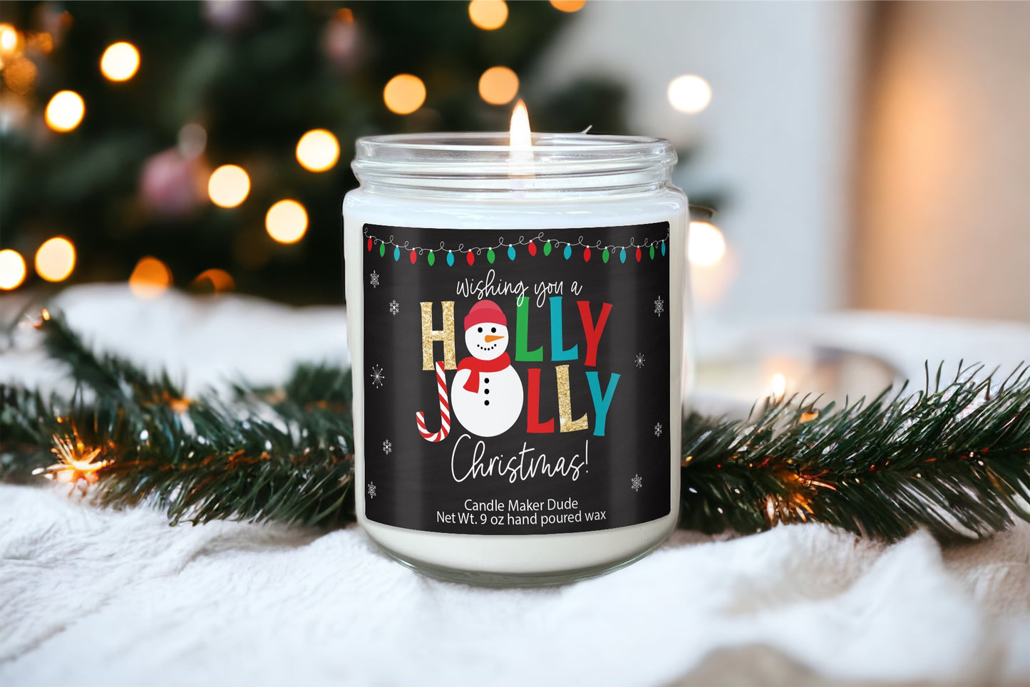 Holly Jolly Candle, Personalized Christmas Gifts, Merry Christmas Candle, Scented Soy Wax