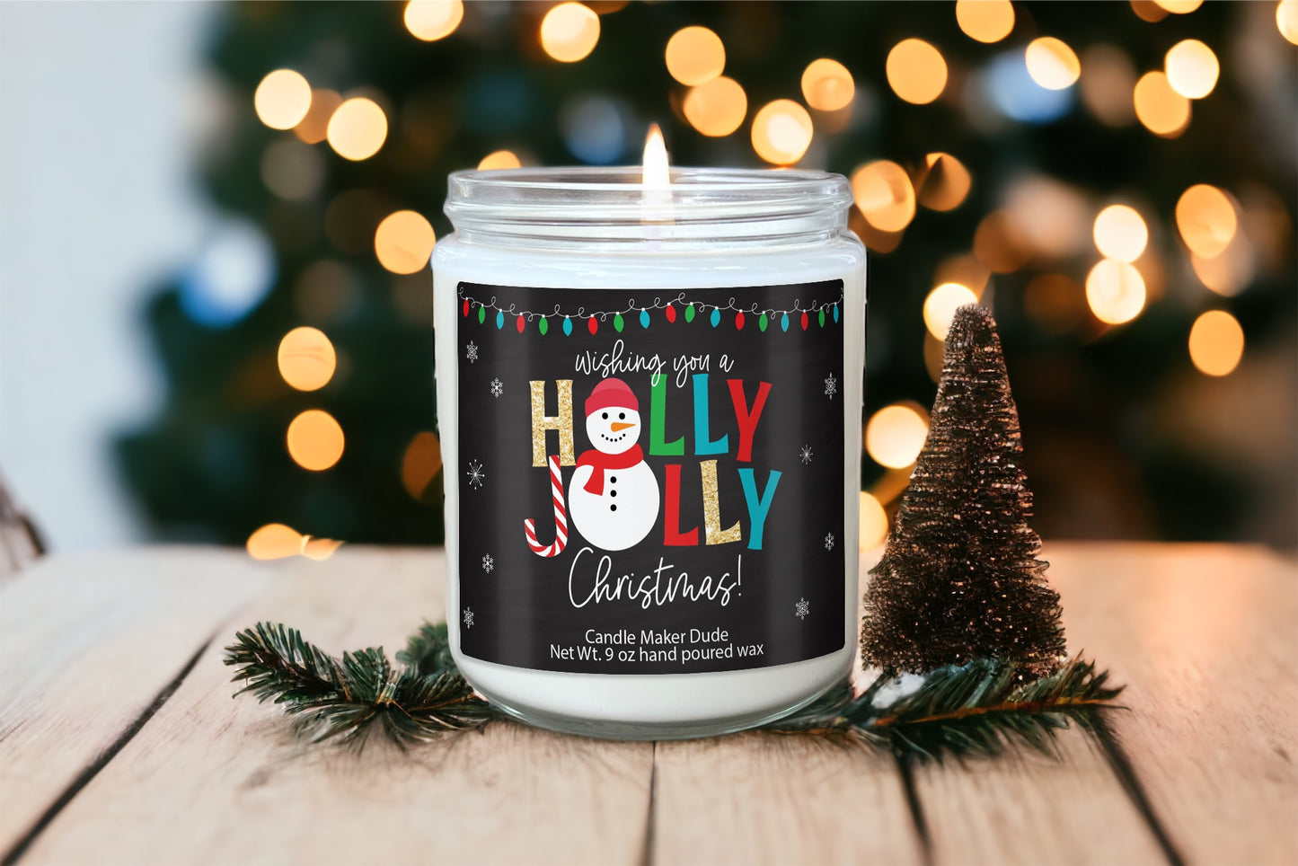 Holly Jolly Candle, Personalized Christmas Gifts, Merry Christmas Candle, Scented Soy Wax