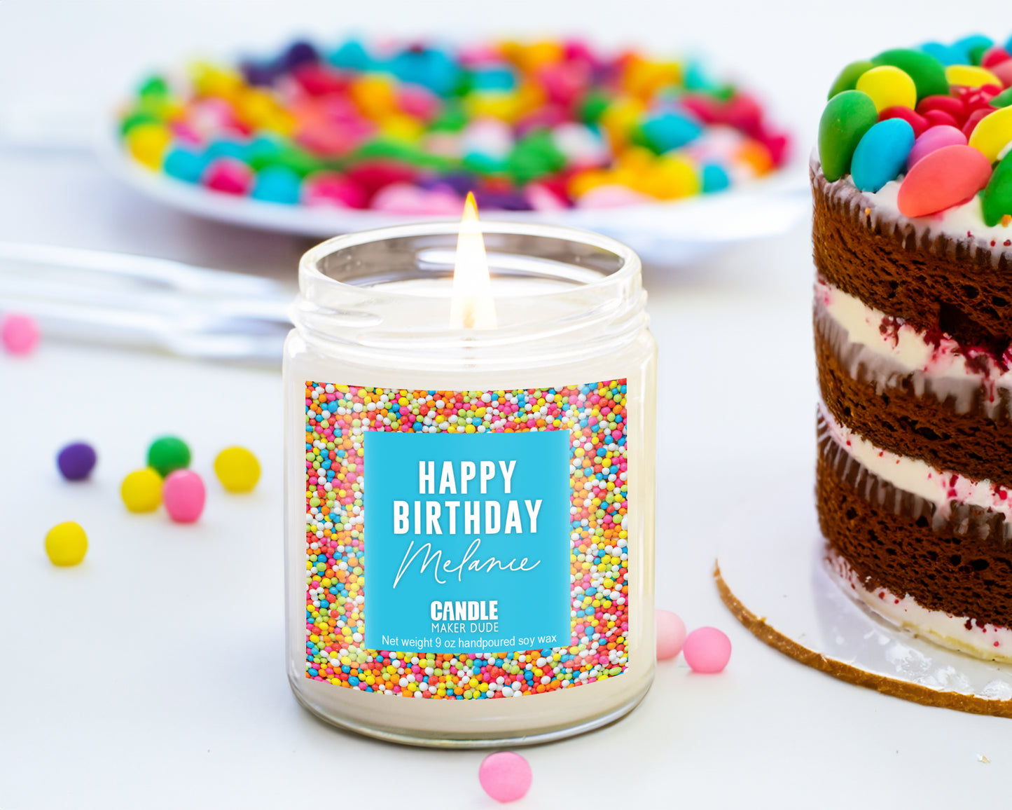 Personalized Happy Birthday Candle, Gift For Her, Gift For Bestie, Gift Basket Idea
