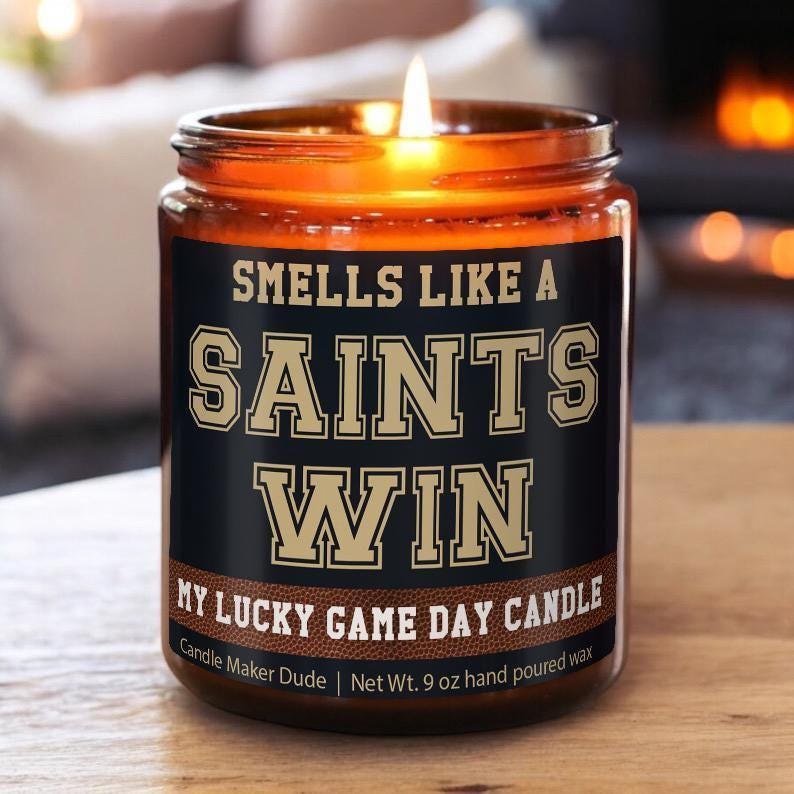 Smells Like a Saints Win Candle, New Orleans Saints Candle, Game Day Decor, Funny Saints Fan Gift, Lucky Saints Candle