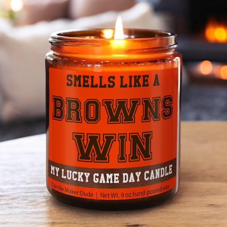Smells Like a Browns Win Candle, Cleveland Browns Candle, Game Day Decor, Funny Browns Fan Gift, Lucky Browns Candle