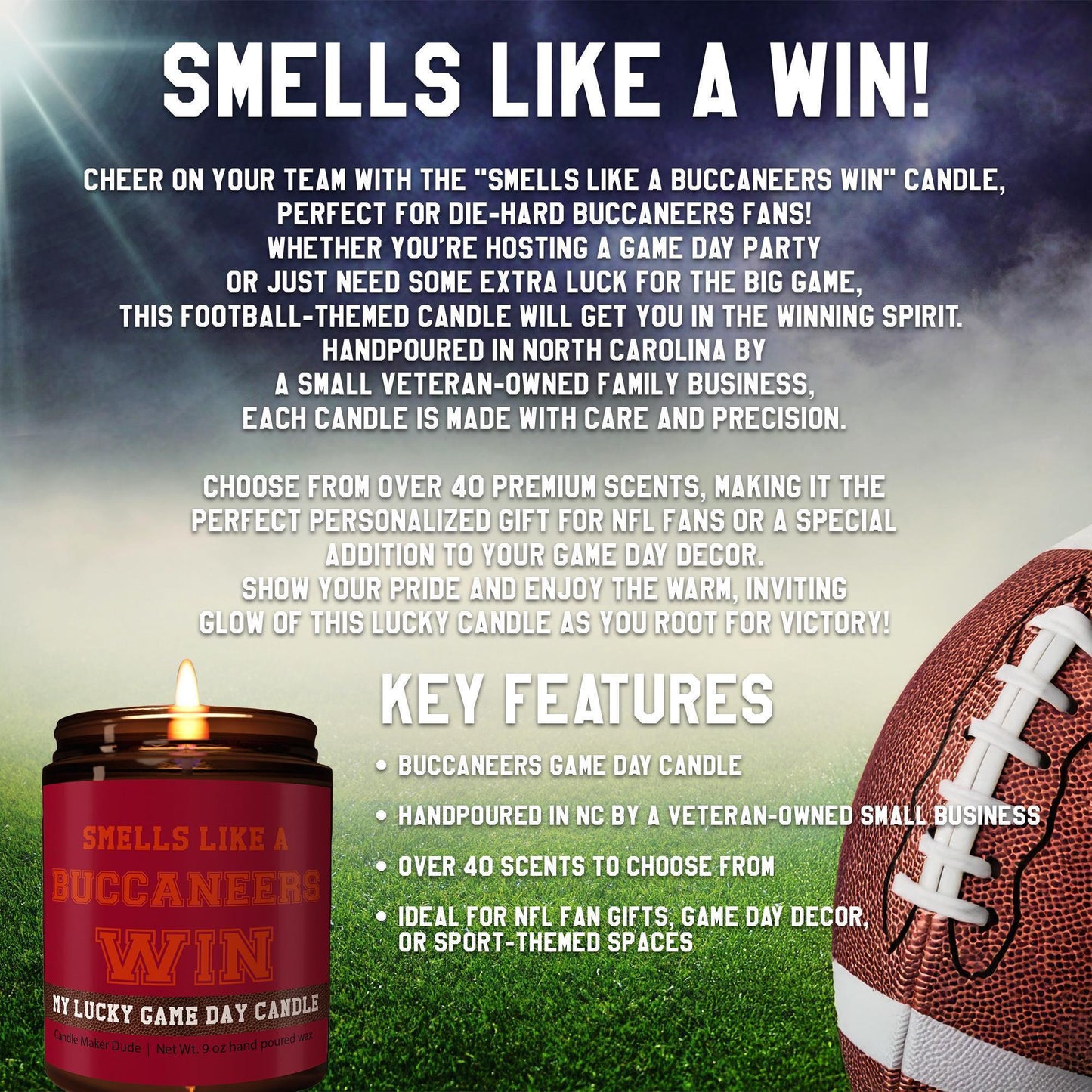 Smells Like a Buccaneers Win Candle, Tampa Bay Buccaneers Candle, Game Day Decor, Funny Buccaneers Fan Gift, Lucky Buccaneers Candle