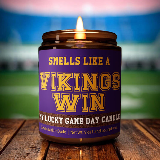 Smells Like a Vikings Win Candle, Minnesota Vikings Candle, Game Day Decor, Funny Vikings Fan Gift, Lucky Vikings Candle