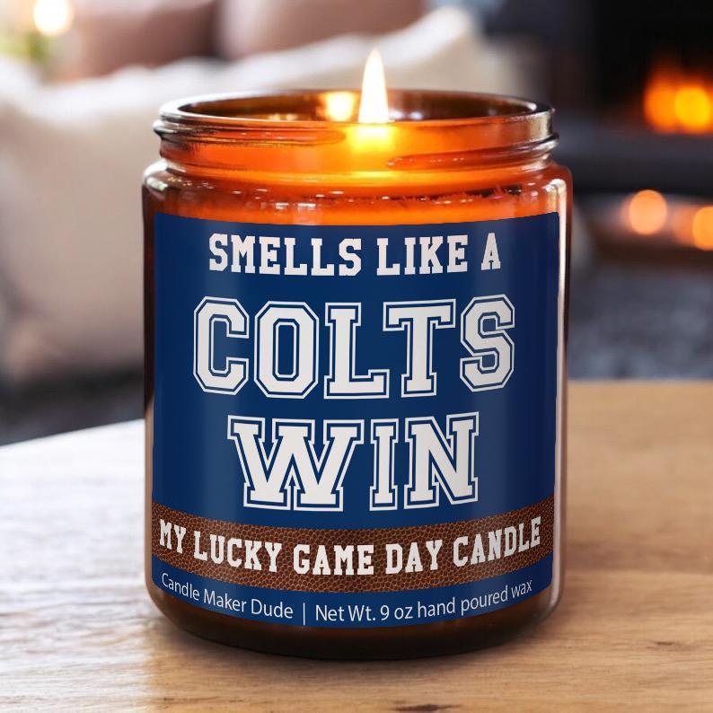 Smells Like a Colts Win Candle, Indianapolis Colts Candle, Game Day Decor, Funny Colts Fan Gift, Lucky Colts Candle