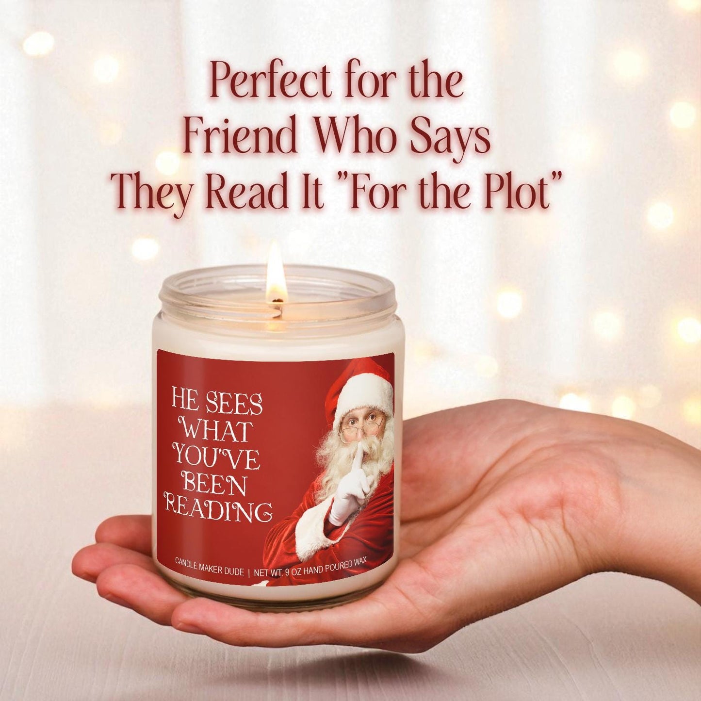 Funny Christmas Candle for Book Lovers, Gift for Readers and Booktok Fans