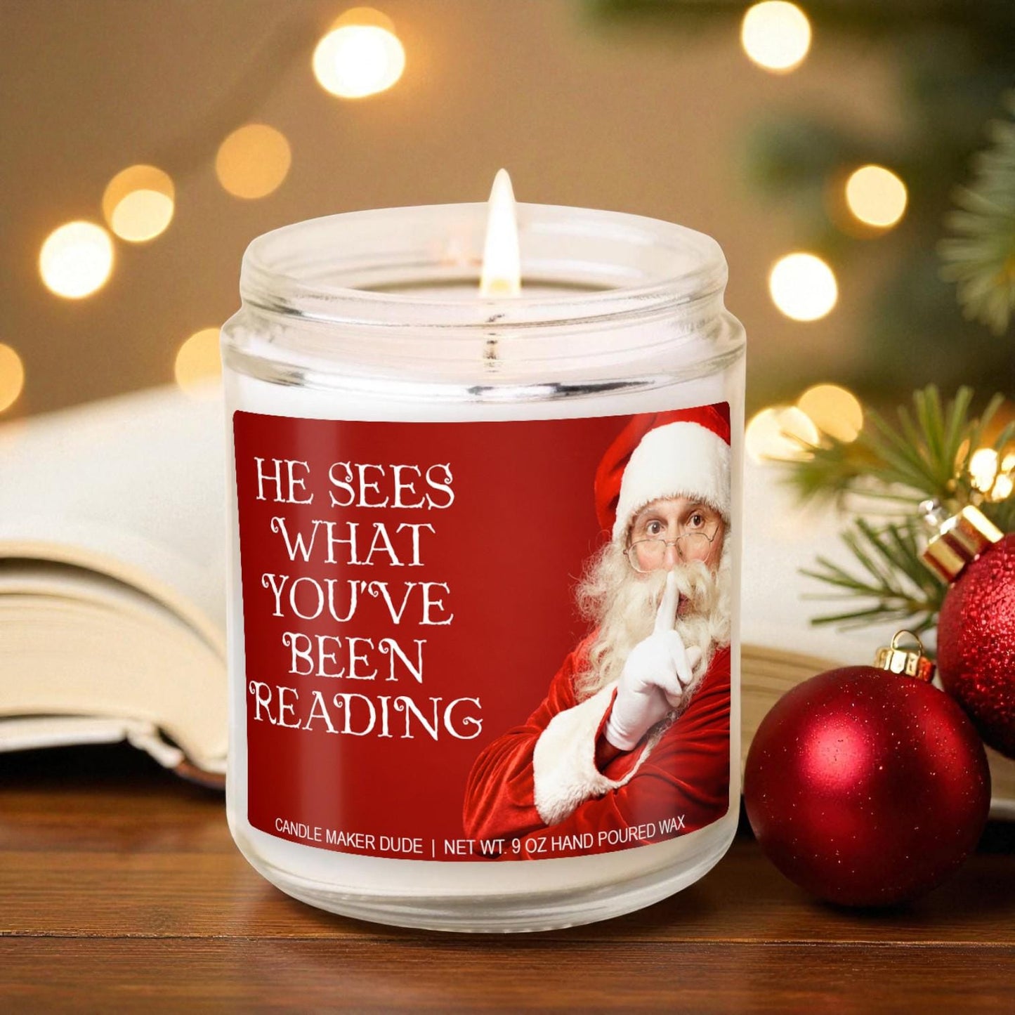 Funny Christmas Candle for Book Lovers, Gift for Readers and Booktok Fans