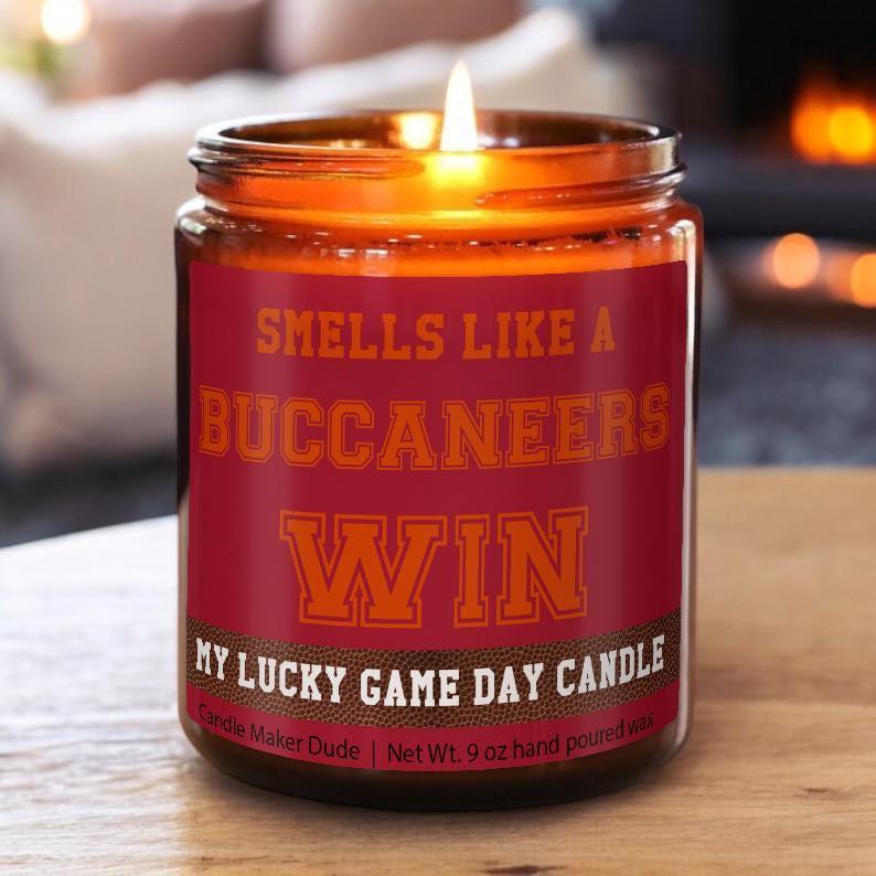 Smells Like a Buccaneers Win Candle, Tampa Bay Buccaneers Candle, Game Day Decor, Funny Buccaneers Fan Gift, Lucky Buccaneers Candle
