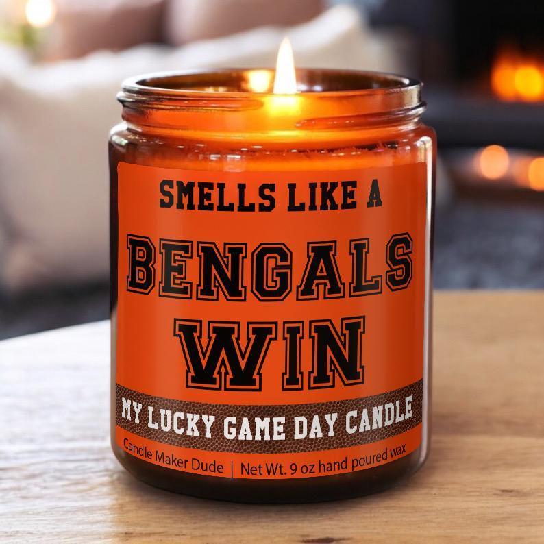 Smells Like a Bengals Win Candle, Cincinnati Bengals Candle, Game Day Decor, Funny Bengals Fan Gift, Lucky Bengals Candle