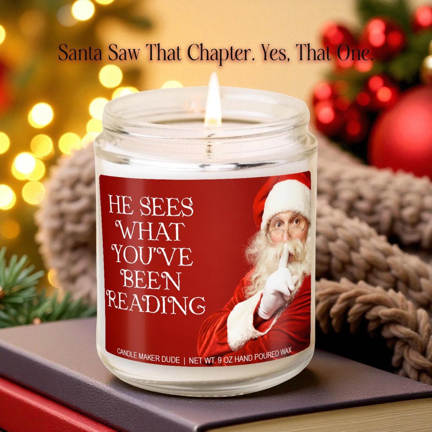 Funny Christmas Candle for Book Lovers, Gift for Readers and Booktok Fans