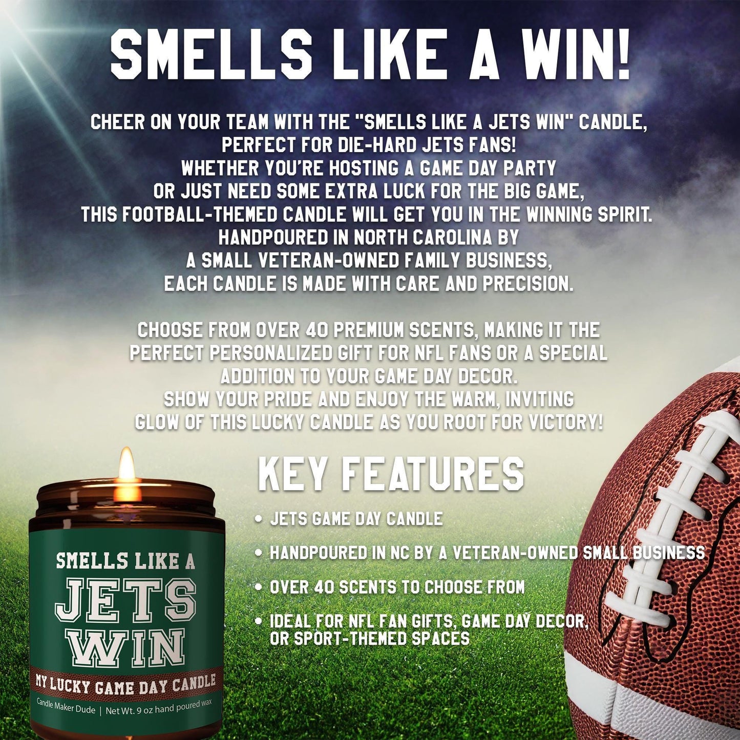 Smells Like a Jets Win Candle, New York Jets Candle, Game Day Decor, Funny Jets Fan Gift, Lucky Jets Candle