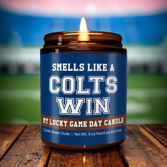 Smells Like a Colts Win Candle, Indianapolis Colts Candle, Game Day Decor, Funny Colts Fan Gift, Lucky Colts Candle