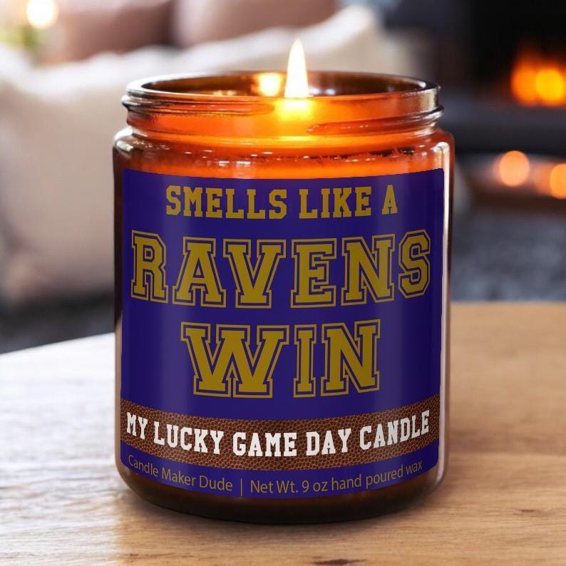 Smells Like a Ravens Win Candle, Baltimore Ravens Candle, Game Day Decor, Funny Ravens Fan Gift, Lucky Ravens Candle
