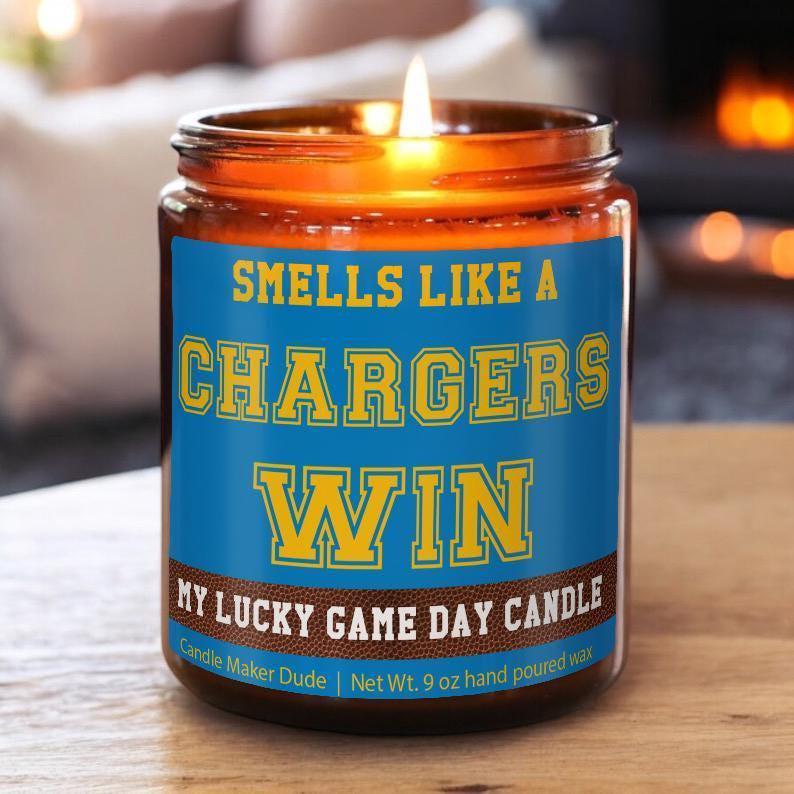 Smells Like a Chargers Win Candle, Los Angeles Chargers Candle, Game Day Decor, Funny Chargers Fan Gift, Lucky Chargers Candle